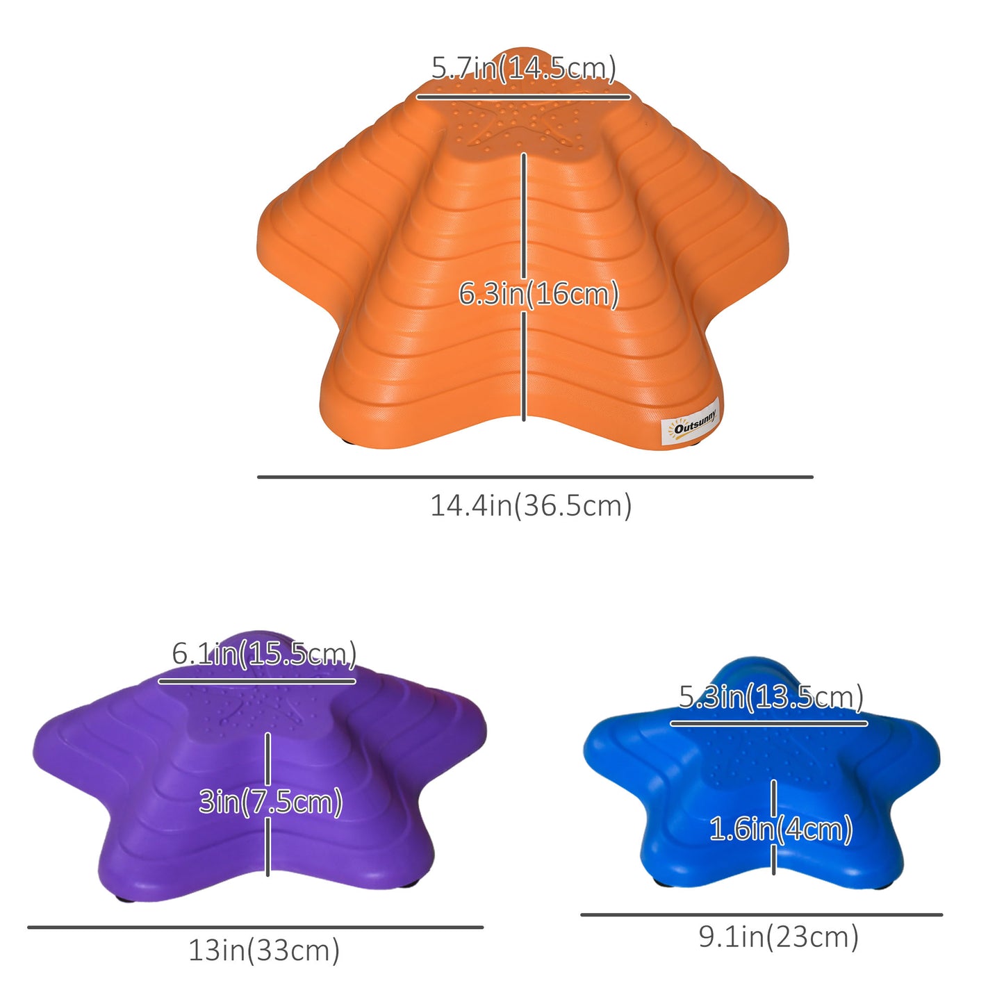 6PCs Kids Balance Stepping Stones Non-slip Bottom Starfish Design Obstacle Course Play Kids Crystal