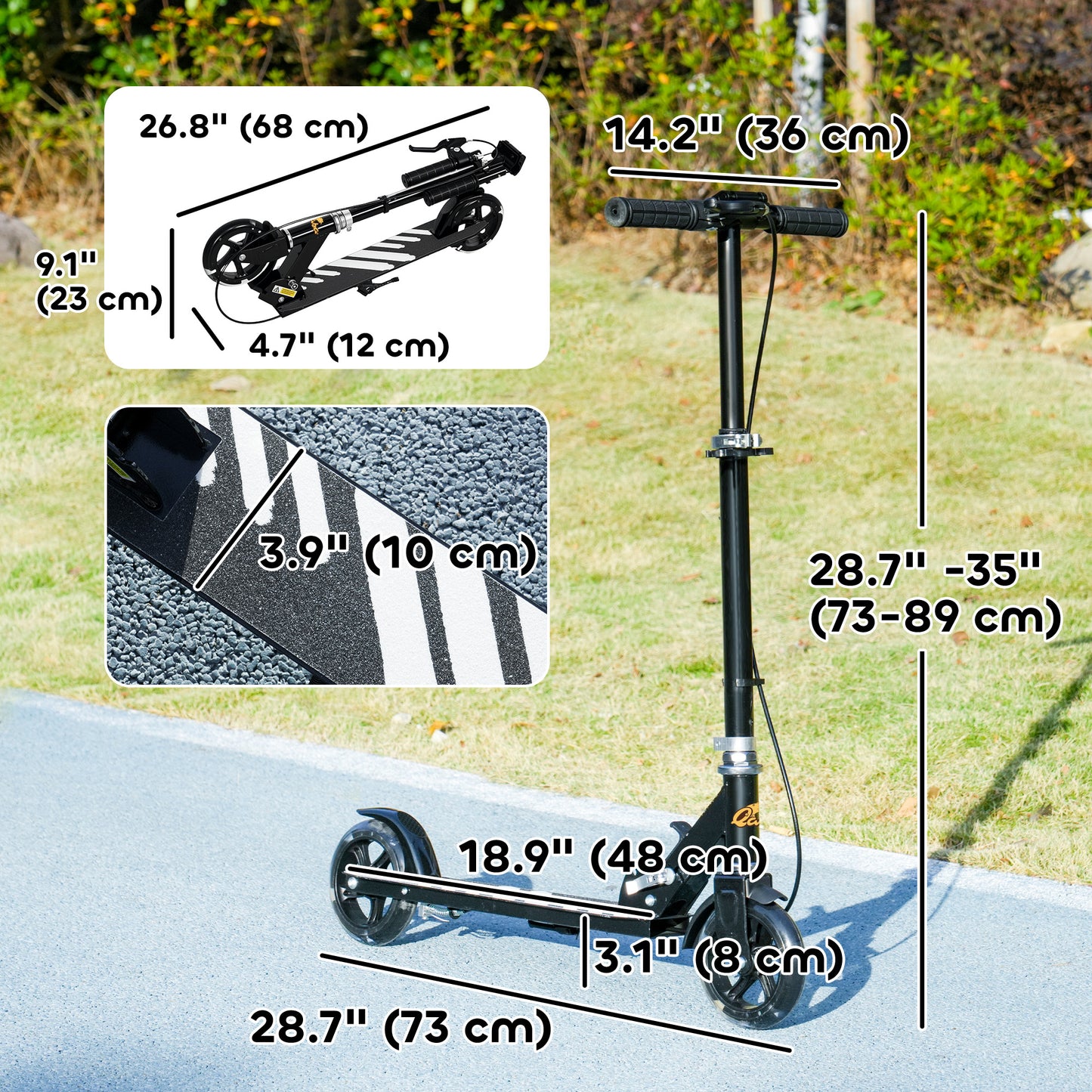 Scooter for Kids Ages 3-8 with Light Up Wheels, Adjustable Handlebar, Rear Brake & Handbrake for Girls and Boys, Black Kids Crystal