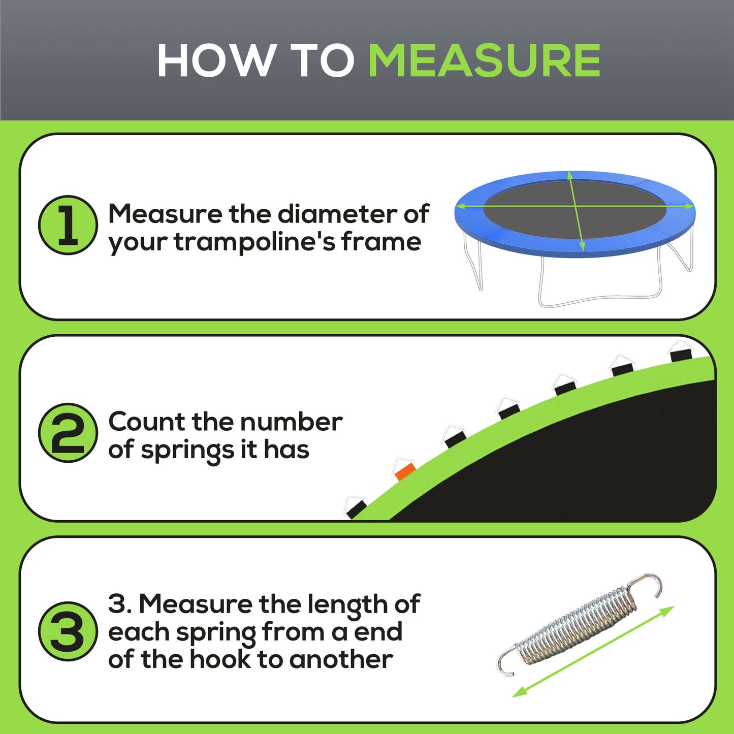 Trampoline Mat Replacement with Spring Pull Tool and 72 V-Hooks, Fits 12ft Trampoline, Using 5.5" Springs, Green Kids Crystal