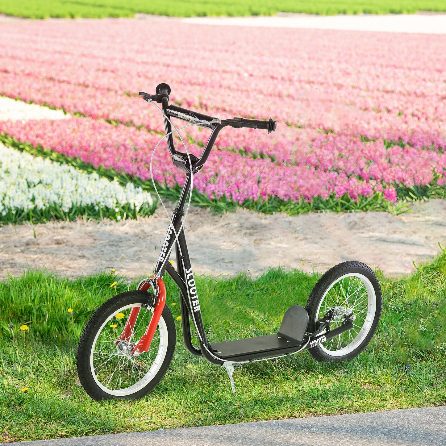 Canada Youth Street Kick Scooter for Teens Kids 5+ Years Old with 16" Inflatable Wheel Dual Brakes Black Kids Crystal