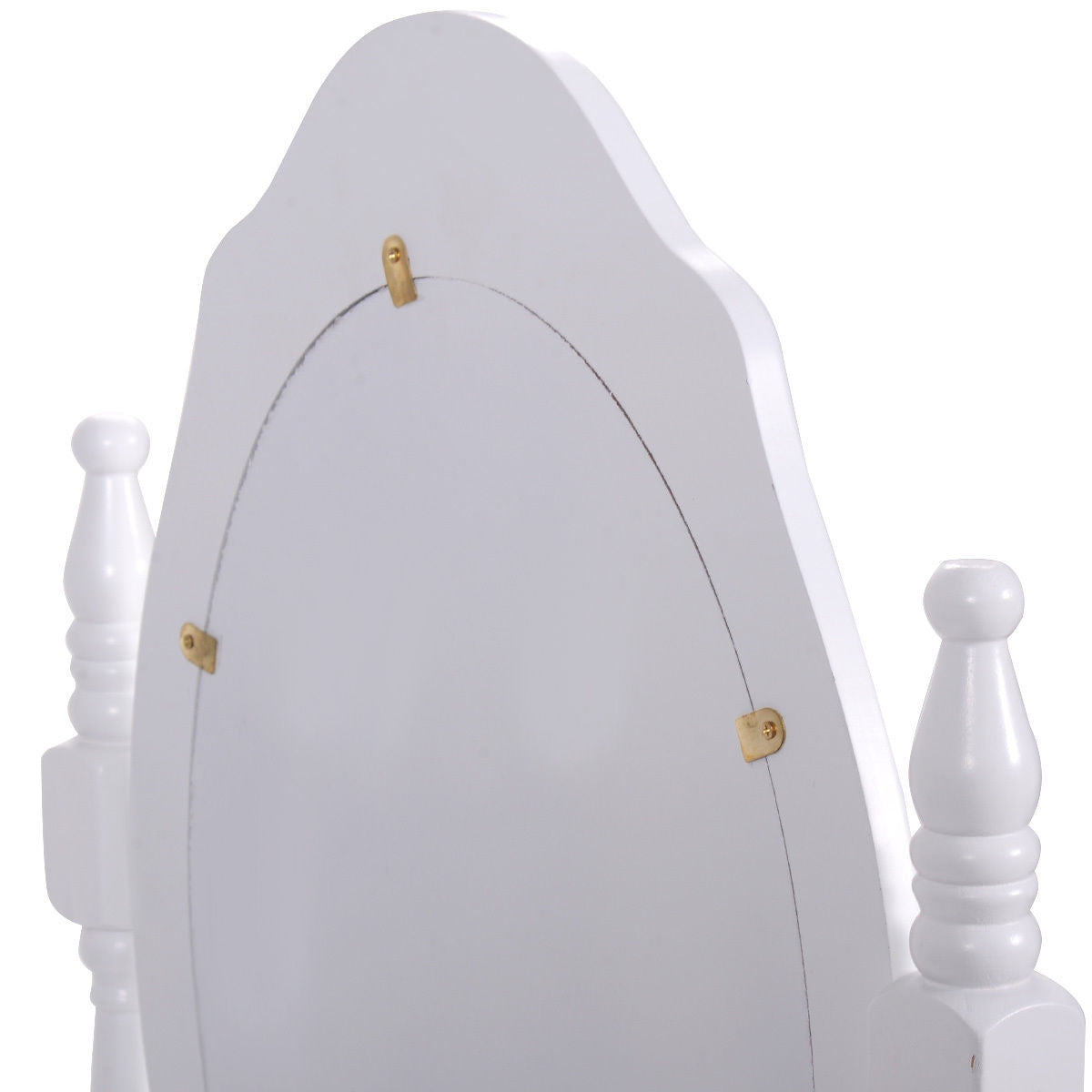 Wood Vanity Table Set with Oval Mirror and 4 Drawers for Kids Girls Women-White Kids Crystal