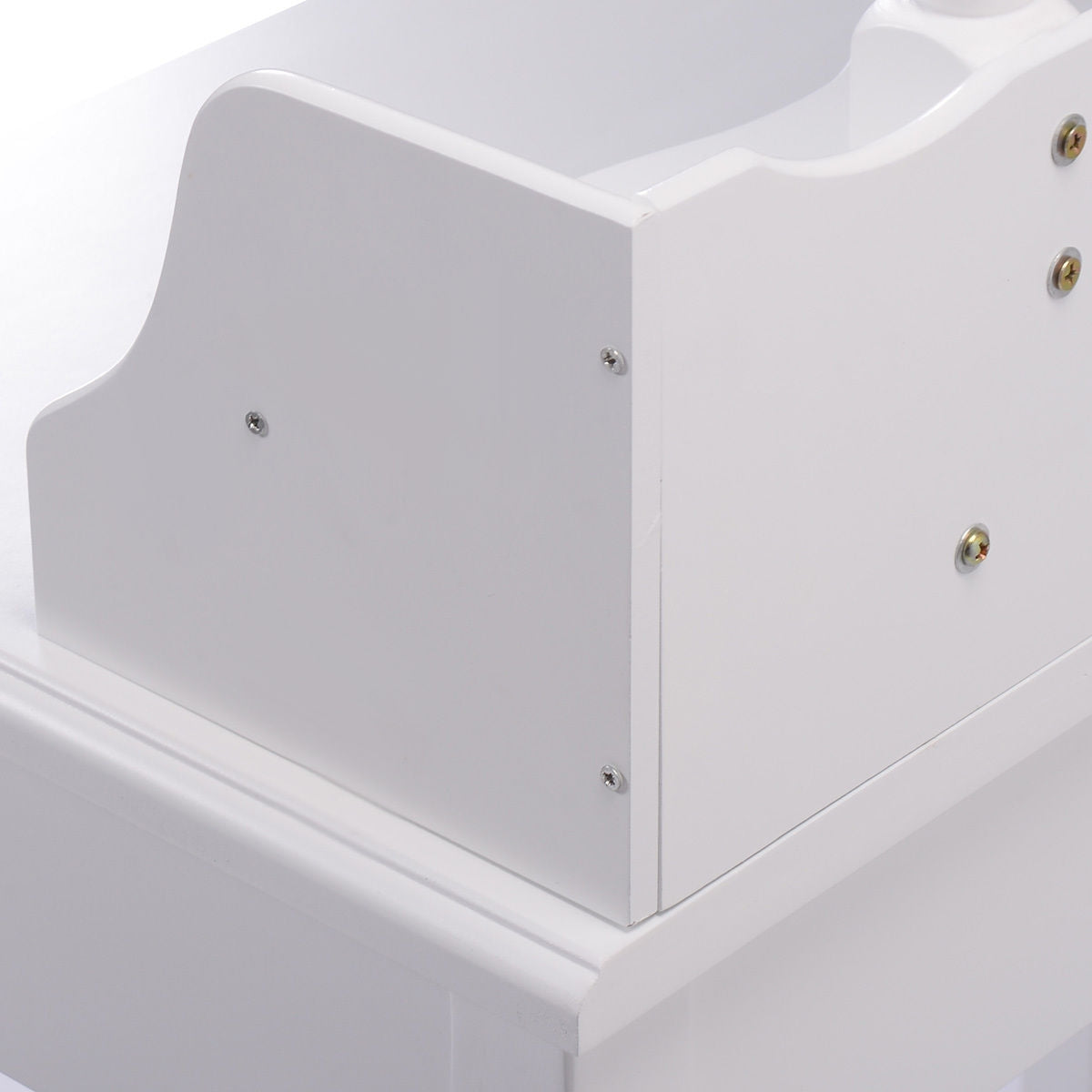 Wood Vanity Table Set with Oval Mirror and 4 Drawers for Kids Girls Women-White Kids Crystal
