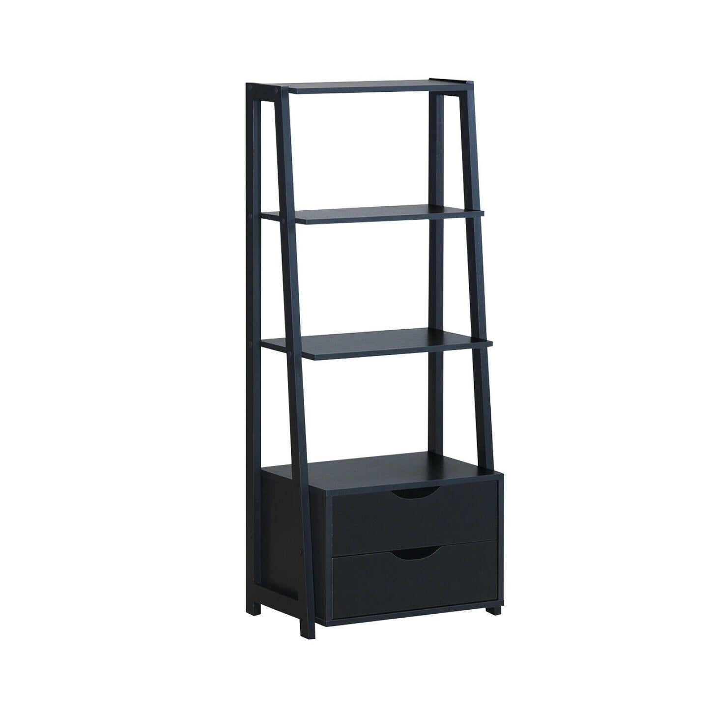 4-Tier Ladder Bookshelf Storage Display with 2 Drawers Kids Crystal