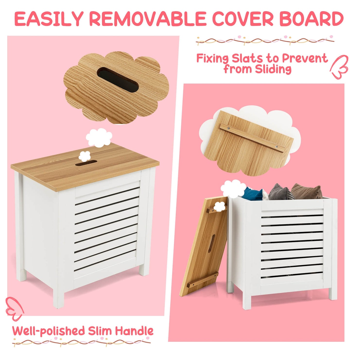 Wooden Kids Toy Storage Organizer with Lid-White Kids Crystal