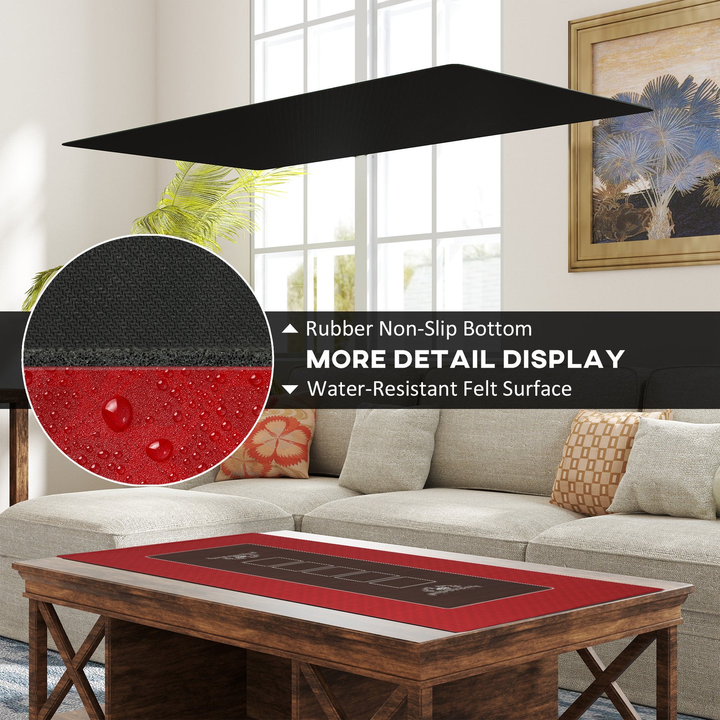 Poker Table Top Poker Mat for 12 Player, Red Kids Crystal