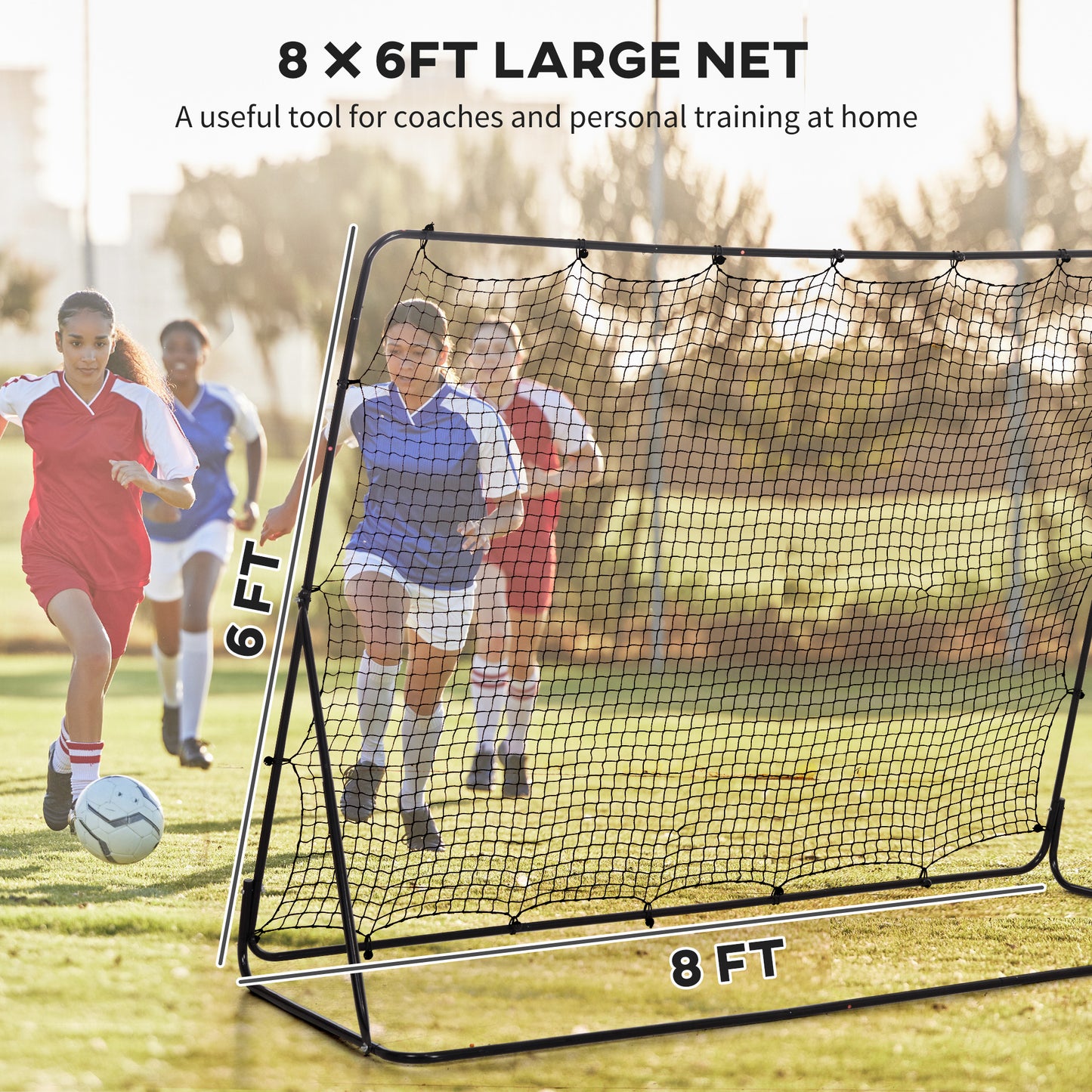 8' x 6' Soccer Rebounder Net with 5 Adjustable Angles for Backyard Park Training Practice Kids Crystal