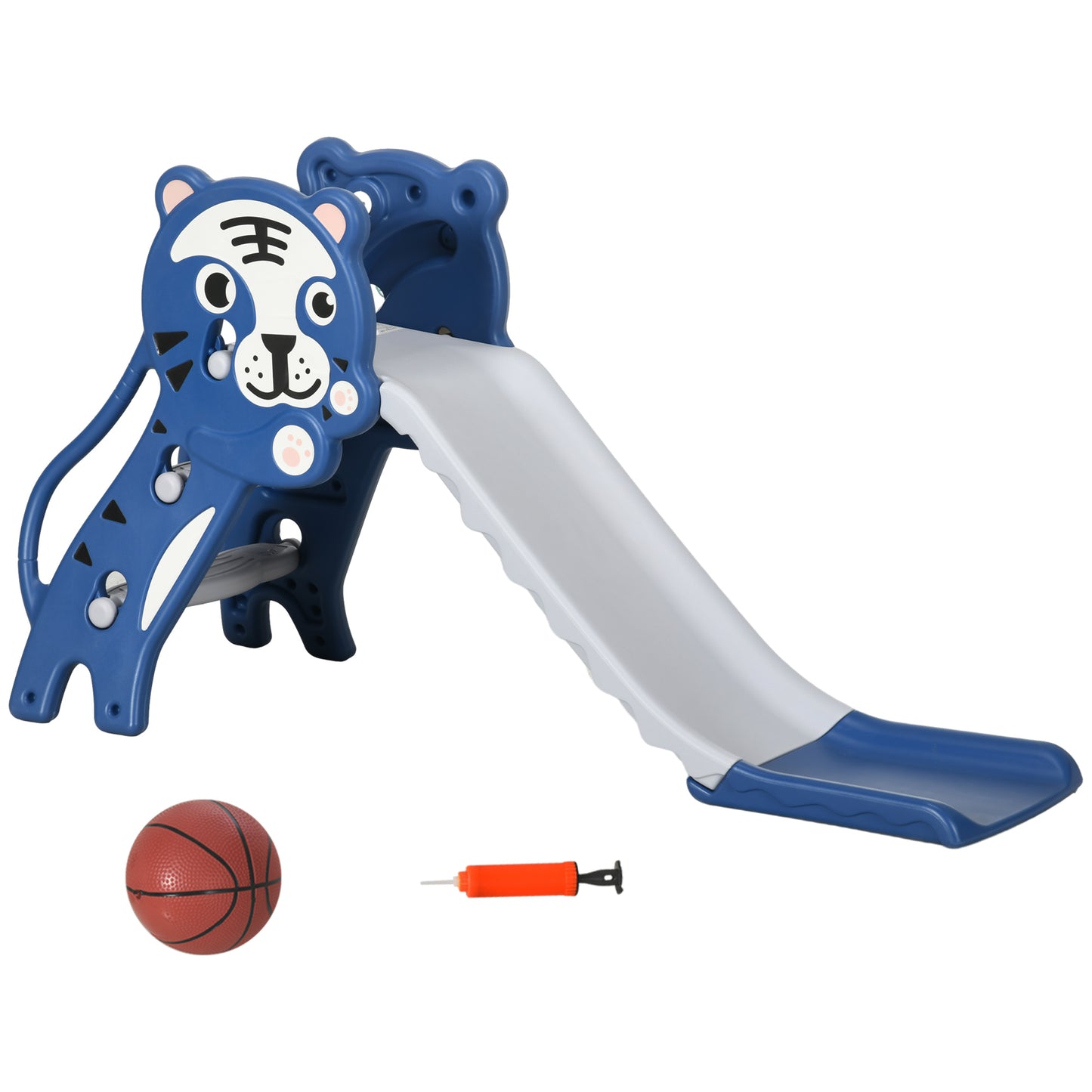 Kids Slide with Basketball Hoop Indoor Baby Slide Easy Setup for Toddlers 18-36 Months Blue Kids Crystal