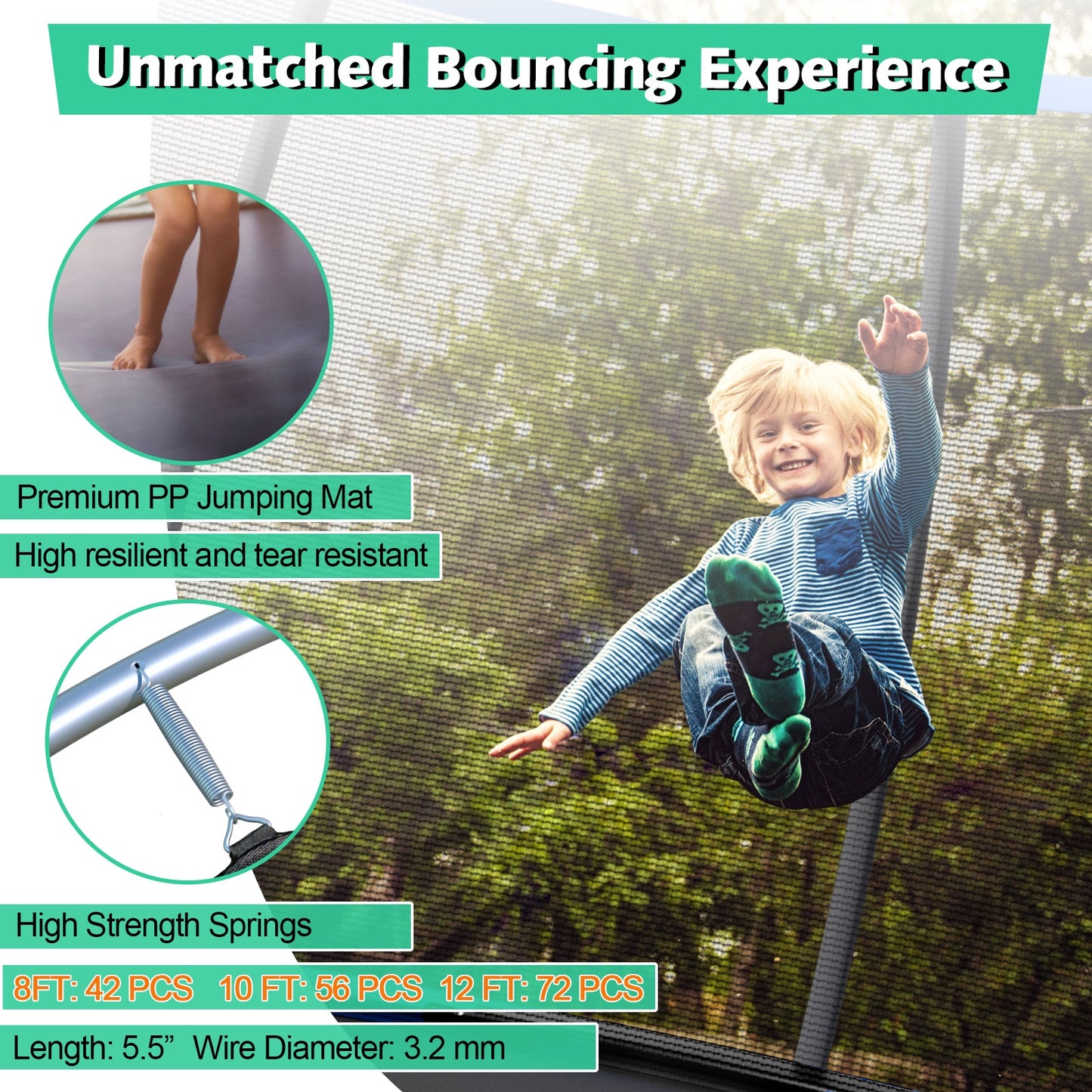 10 Feet ASTM Approved Recreational Trampoline with Ladder-Black Kids Crystal