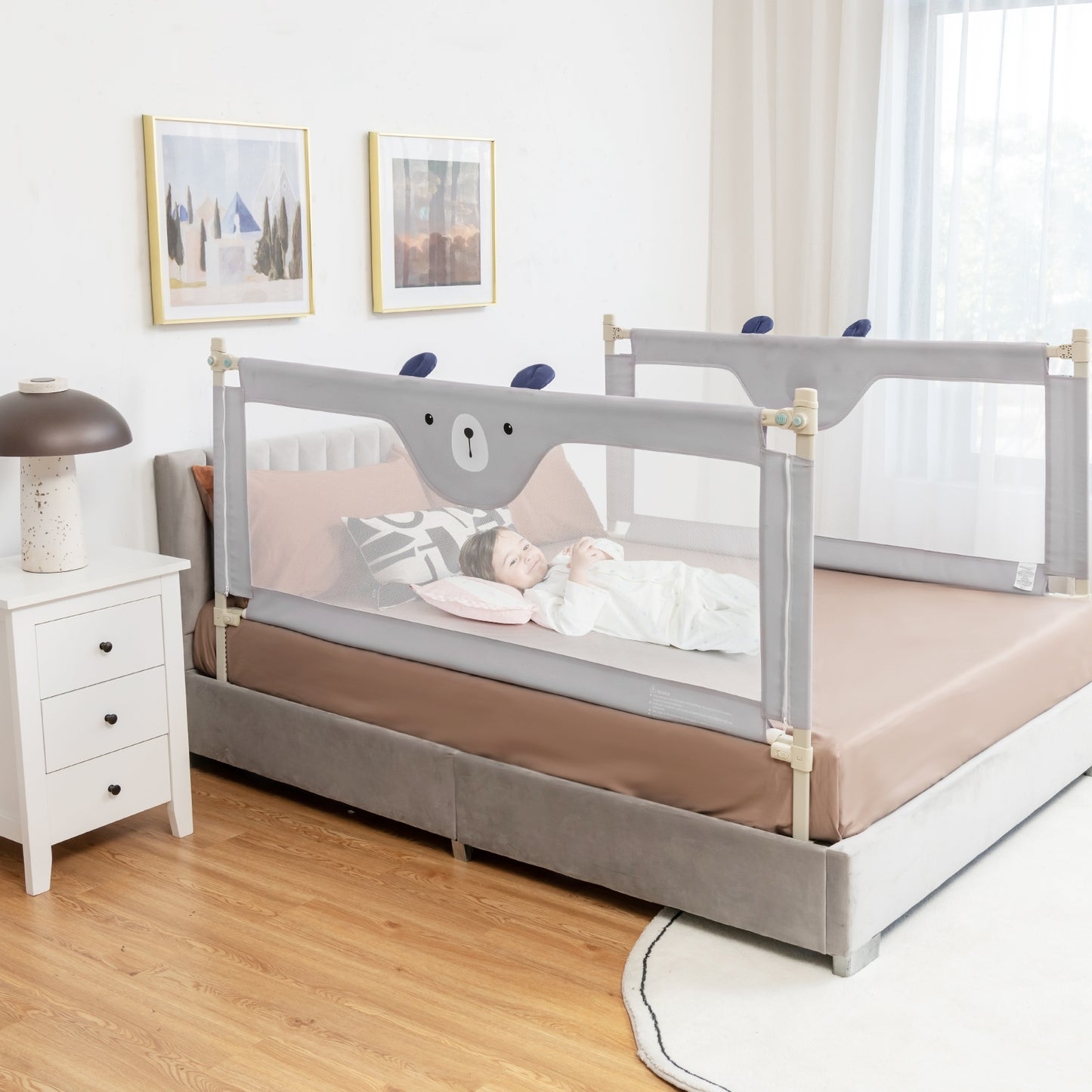 Vertical Lifting Baby Bedrail Guard with Lock-M Kids Crystal