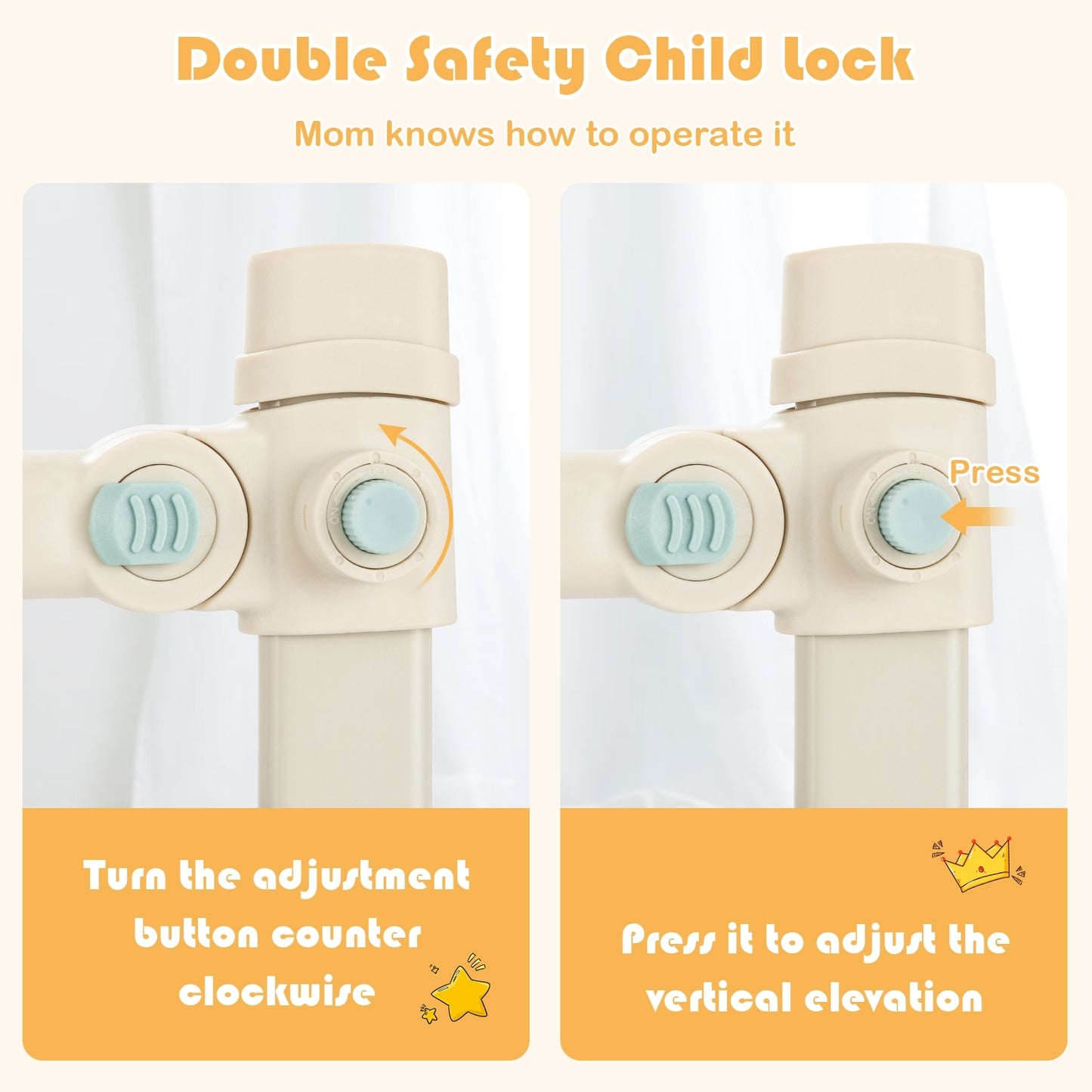 Vertical Lifting Baby Bedrail Guard with Lock-M Kids Crystal