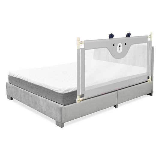 57 Inches Bed Rail for Toddlers with Double Lock-Gray Kids Crystal