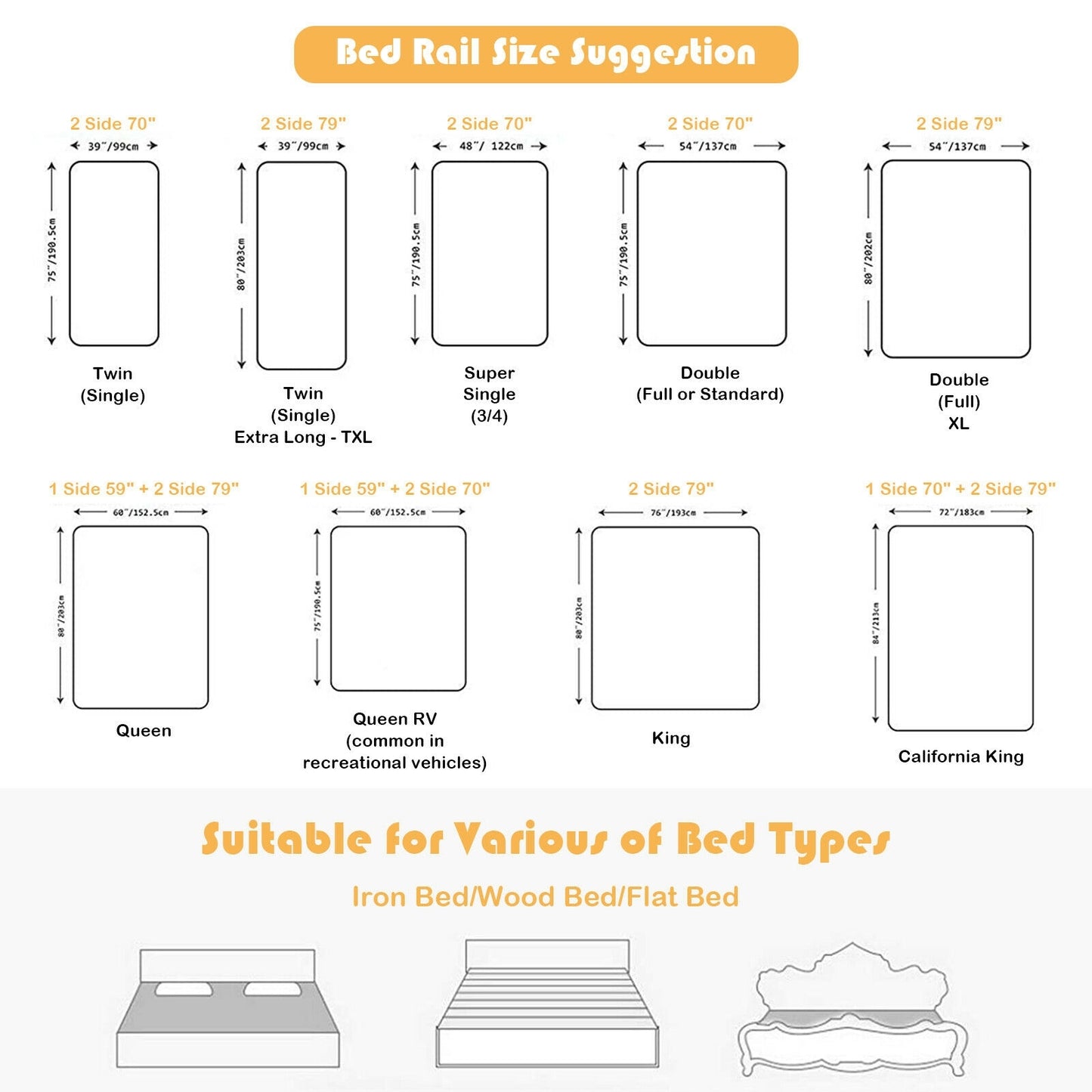 57 Inches Bed Rail for Toddlers with Double Lock-Gray Kids Crystal