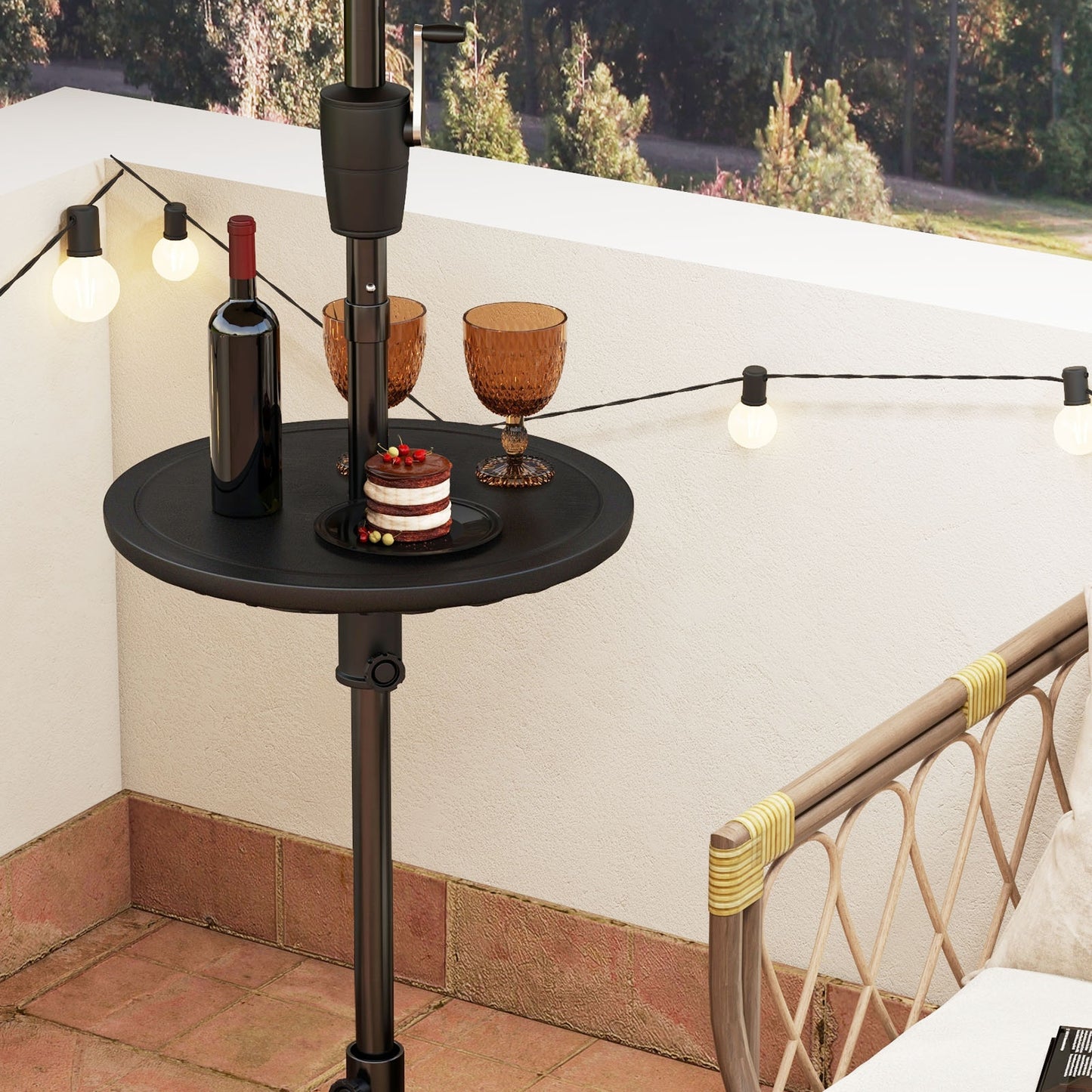 20 Inches Outdoor Adjustable Umbrella Table with 1.5 Inches Umbrella Hole Kids Crystal
