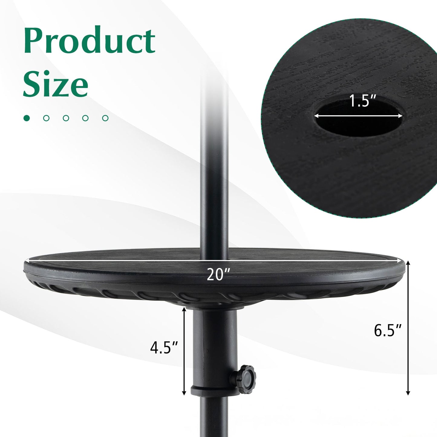 20 Inches Outdoor Adjustable Umbrella Table with 1.5 Inches Umbrella Hole Kids Crystal
