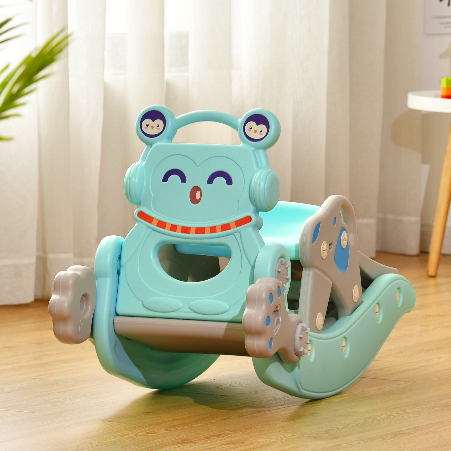 4-in-1 Rocking Horse and Slide Set for Kids-Blue Kids Crystal