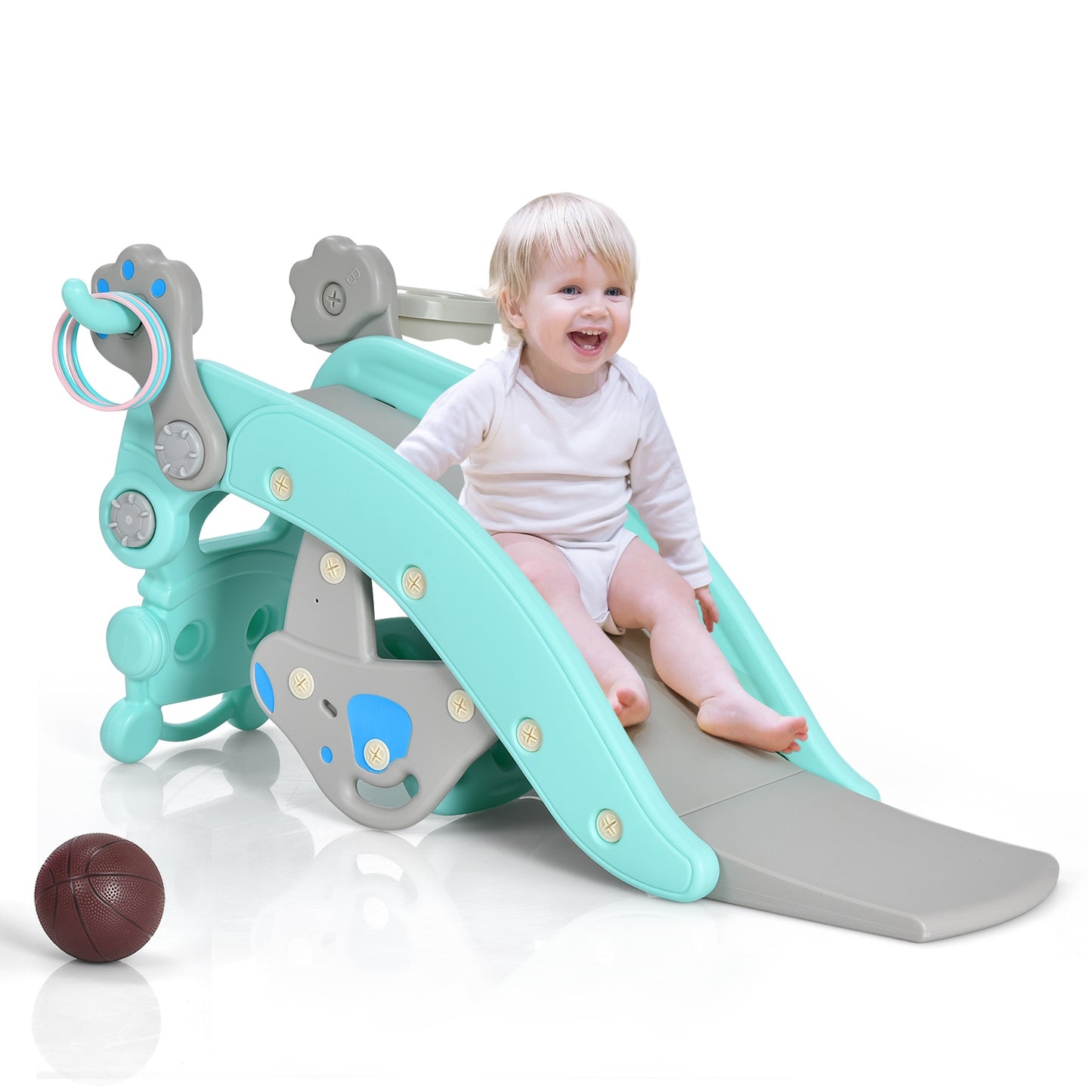 4-in-1 Rocking Horse and Slide Set for Kids-Blue Kids Crystal