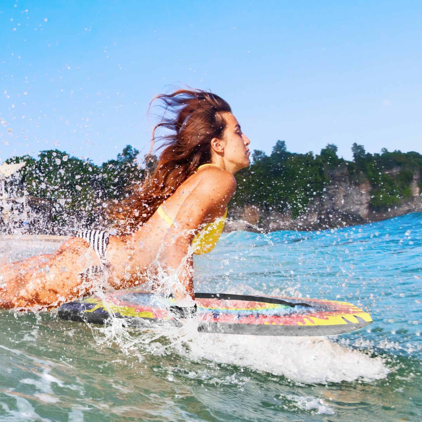 33/37/41 Inches Lightweight Body Board Boogie Board with EPS Core XPE Deck HDPE Bottom Multicolor3-L Kids Crystal