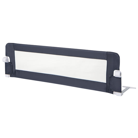 60-Inch Foldable Bed Rail Swing Down Baby Bed Guard Rail with Adjustable Safety Strap-Grey Kids Crystal