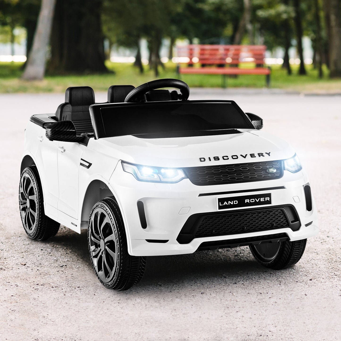12V Kids Ride On Car with Remote Control Lockable Doors Slow Start System and LED Lights-White Kids Crystal