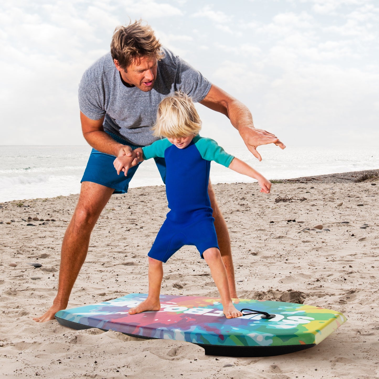 33/37/41 Inches Lightweight Body Board Boogie Board with EPS Core XPE Deck HDPE Bottom Multicolor1-S Kids Crystal