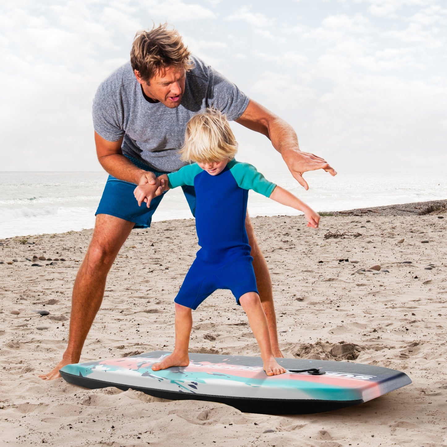 33/37/41 Inches Lightweight Body Board Boogie Board with EPS Core XPE Deck HDPE Bottom Multicolor2-S Kids Crystal