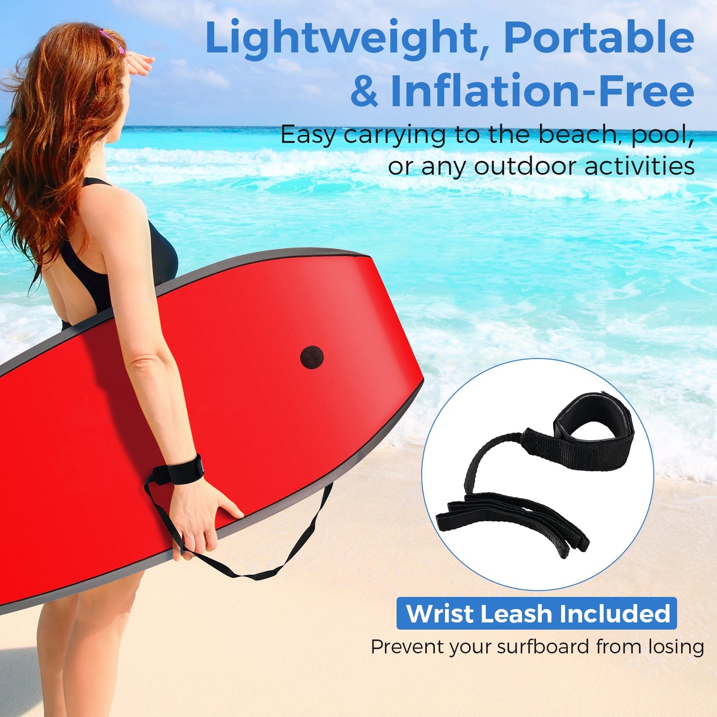 33/37/41 Inches Lightweight Body Board Boogie Board with EPS Core XPE Deck HDPE Bottom Multicolor2-S Kids Crystal
