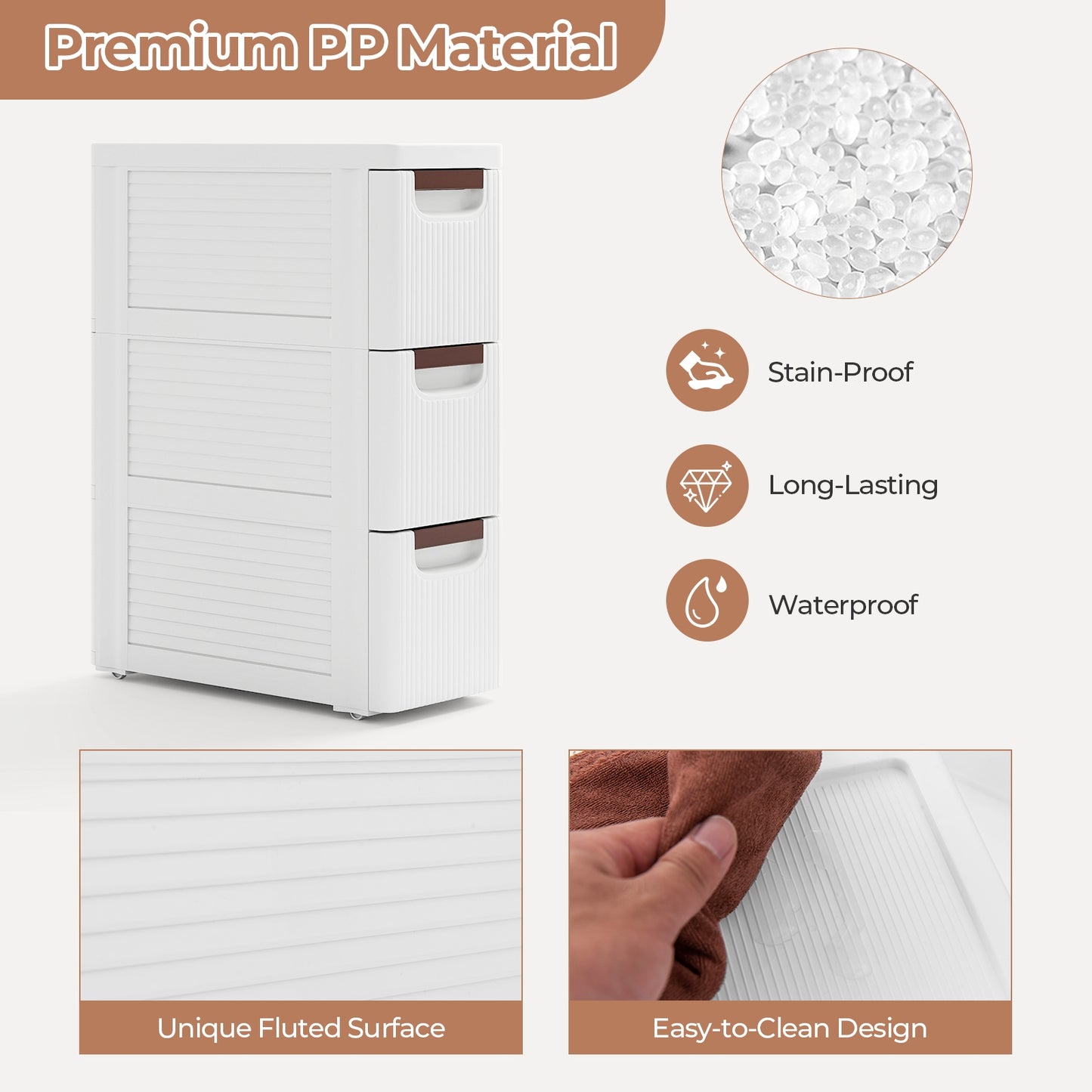 3/4/5/6-Drawer Rolling Organizer Unit Narrow Storage Cabinet with Built-In Wheels for Small Space-3-Drawer Kids Crystal