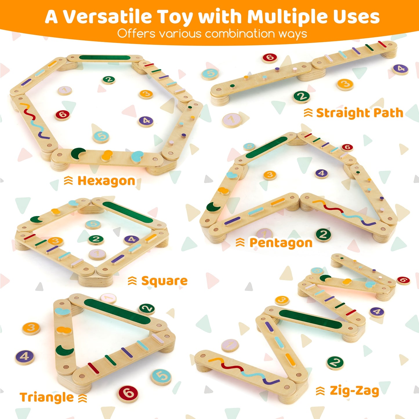 Montessori Balance Beam Set Wooden Balance Boards with Stepping Stones Kids Crystal