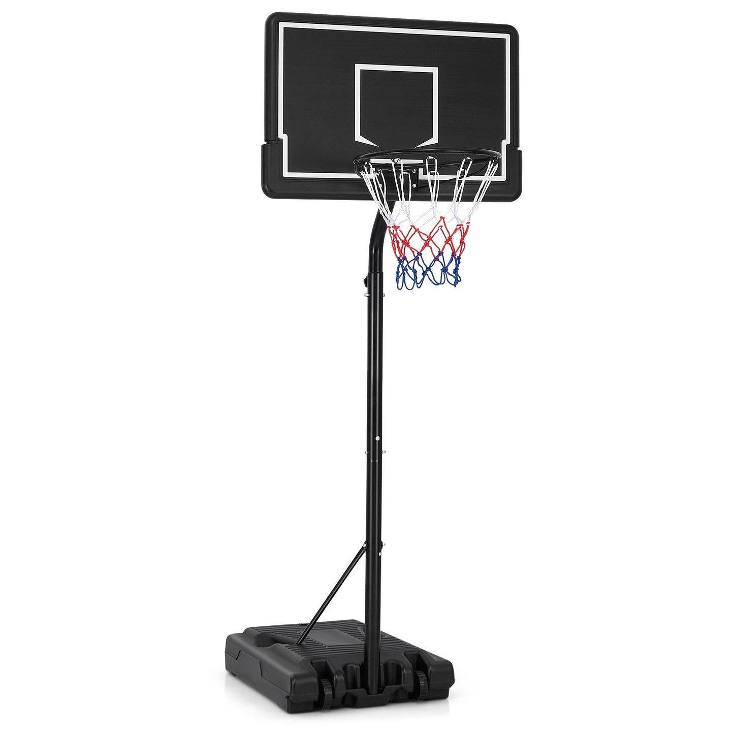 Portable Outdoor Basketball Hoop 6.9-8.5 FT Adjustable with Fillable Base Shatterproof PC Backboard Kids Crystal