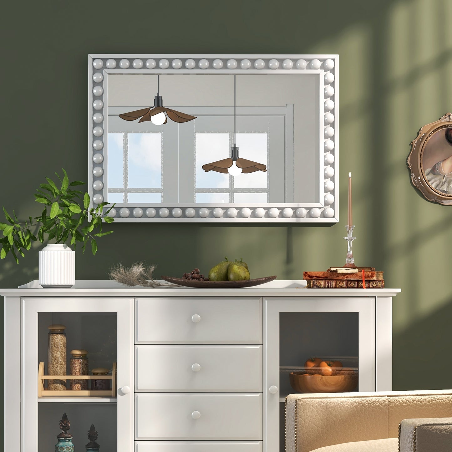 24 x 36 Inches Rustic Wall Mirror with Solid Wood Frame for Living Room Bedroom-White Kids Crystal