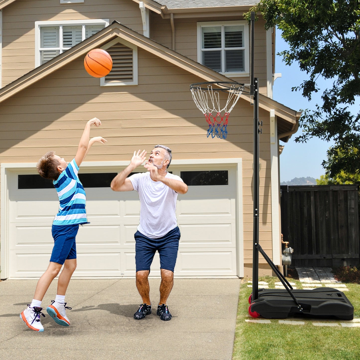 5.8-6.8 FT Basketball Hoop Height Adjustable Basketball System with Wheels and Fillable Base Kids Crystal