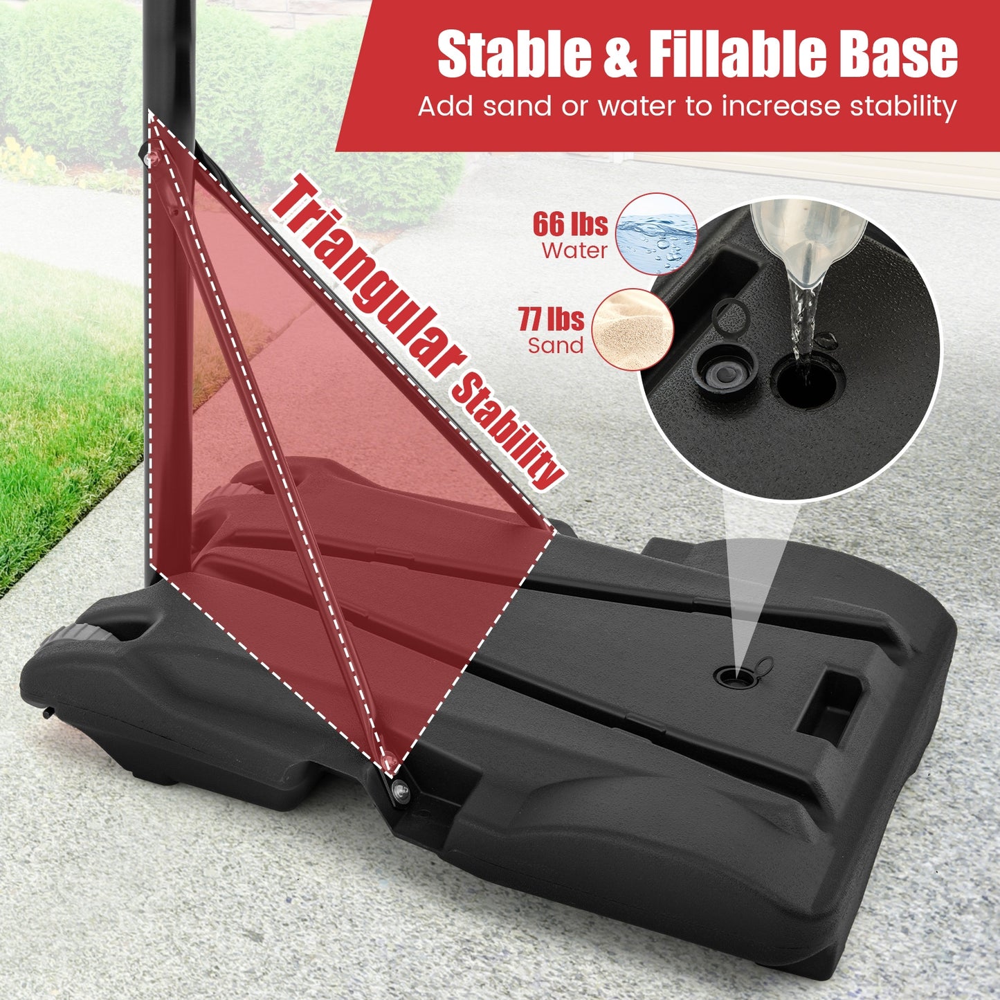 5.8-6.8 FT Basketball Hoop Height Adjustable Basketball System with Wheels and Fillable Base Kids Crystal