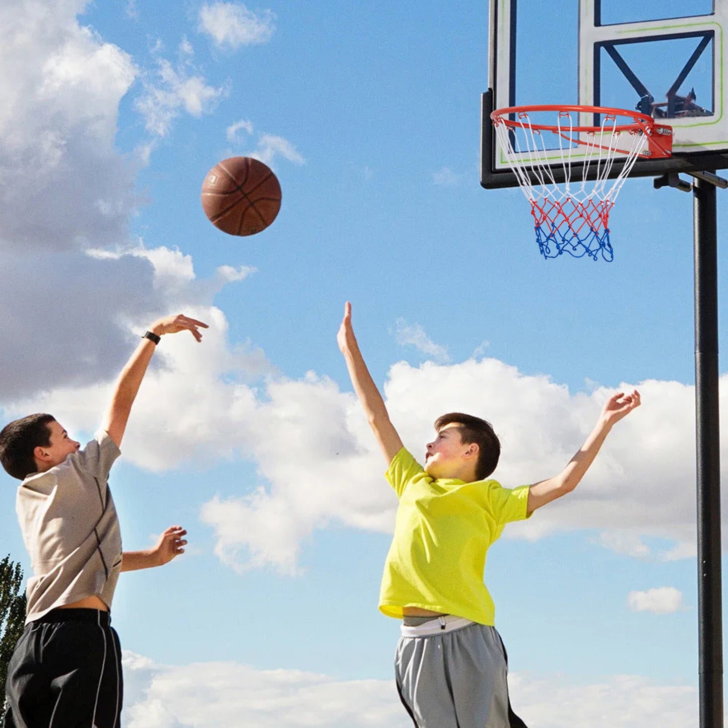 18 Inch Basketball Rim Goal Replacement with All Weather Net and Mounting Hardware-Orange Kids Crystal