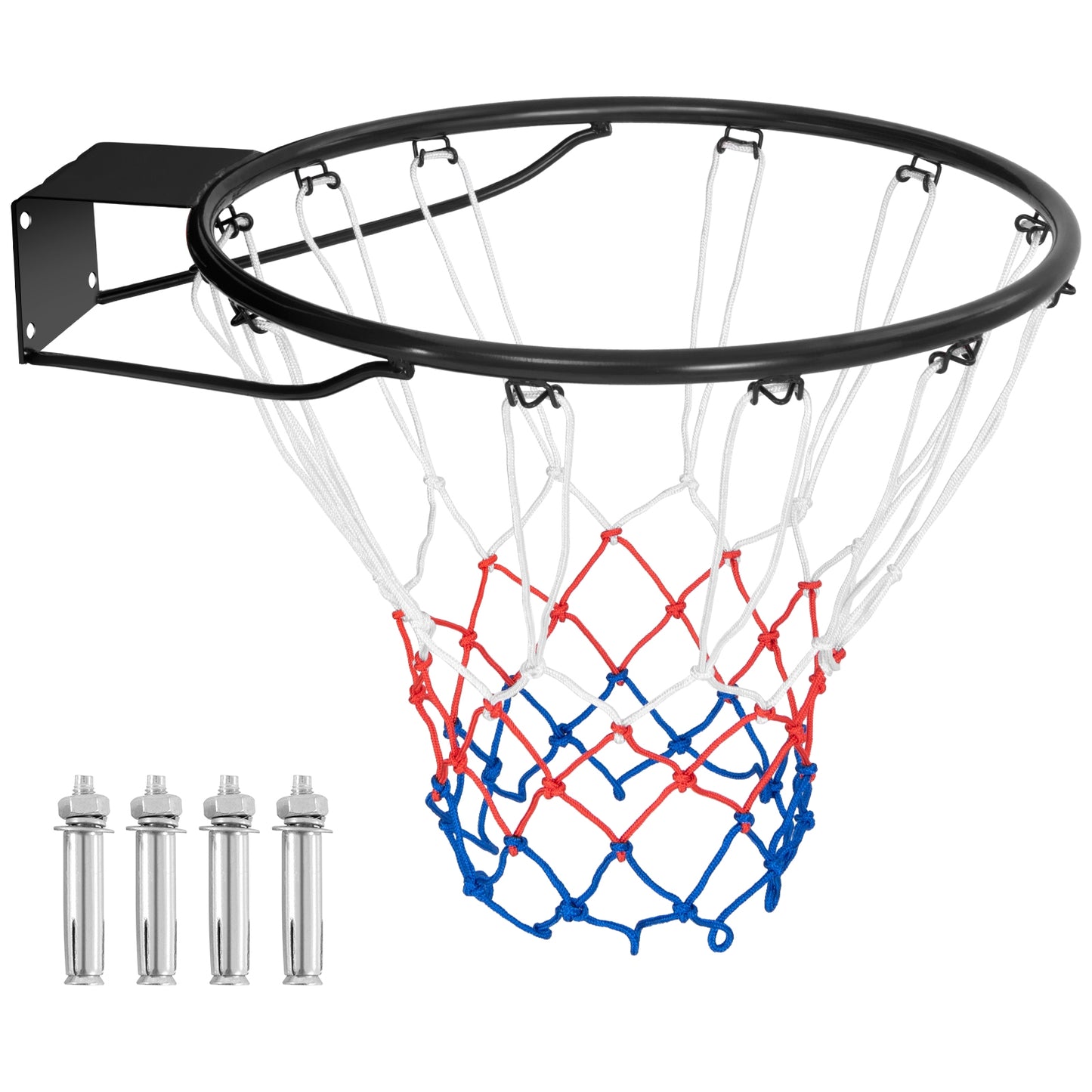 18 Inch Basketball Rim Goal Replacement with All Weather Net and Mounting Hardware-Black Kids Crystal