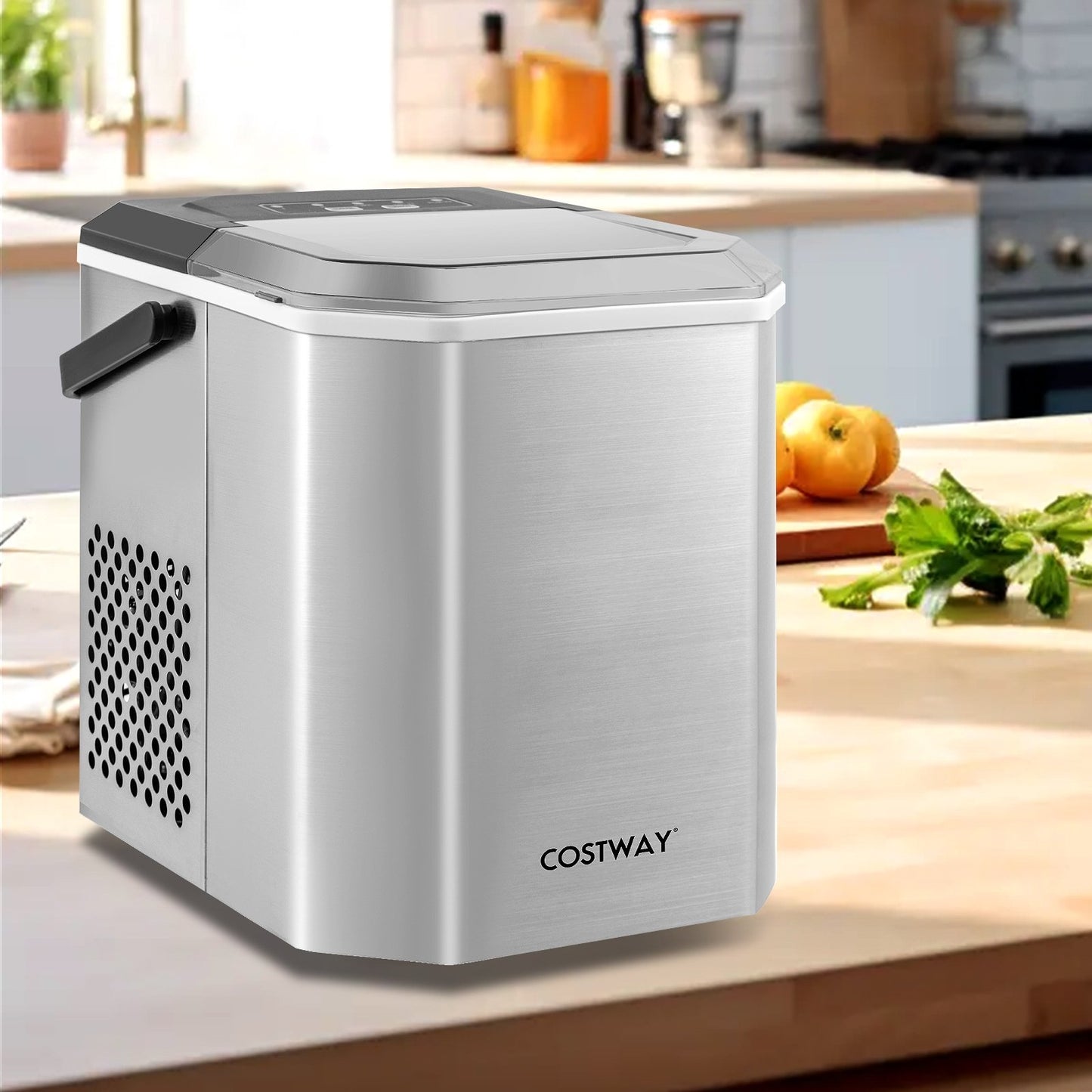 Ice Maker Countertop with Self-Cleaning for Home Kitchen Office Party-Silver Kids Crystal