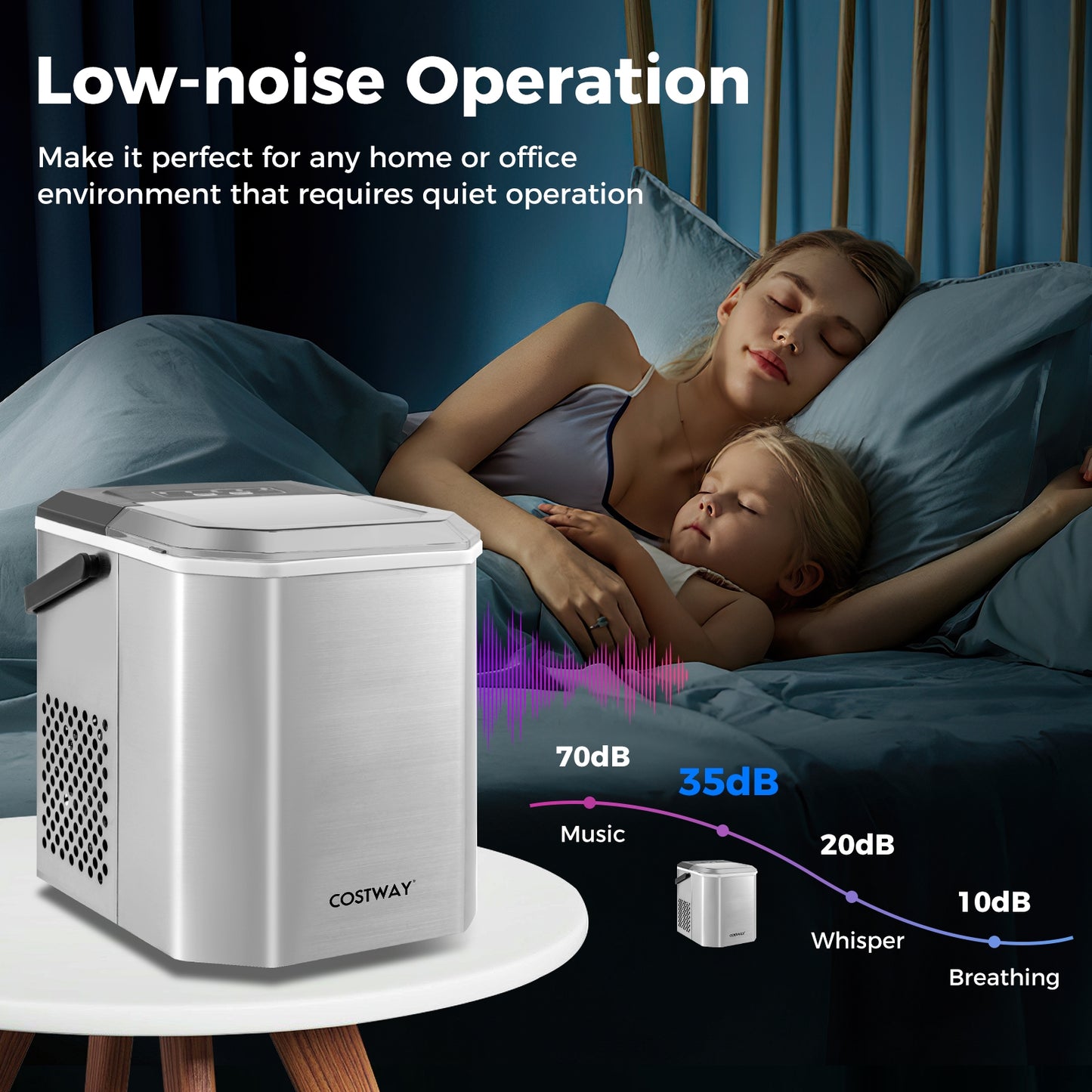Ice Maker Countertop with Self-Cleaning for Home Kitchen Office Party-Silver Kids Crystal