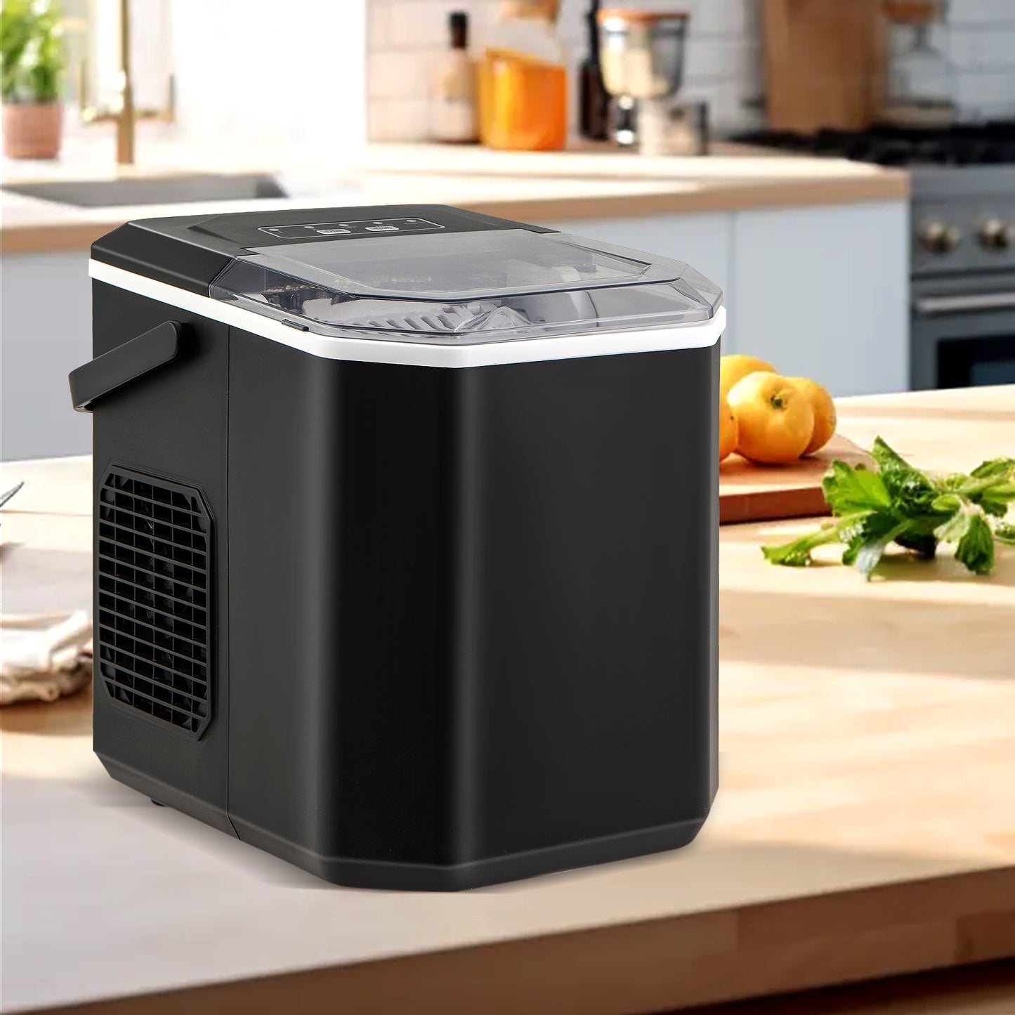 Ice Maker Countertop with Self-Cleaning for Home Kitchen Office Party-Black Kids Crystal