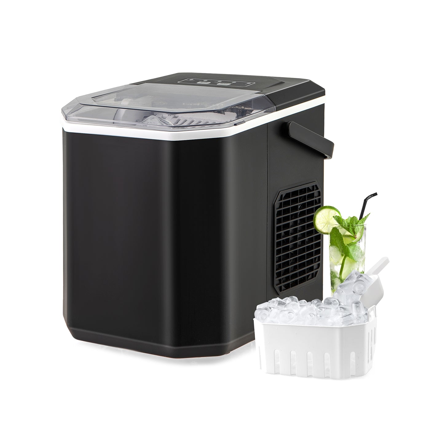 Ice Maker Countertop with Self-Cleaning for Home Kitchen Office Party-Black Kids Crystal