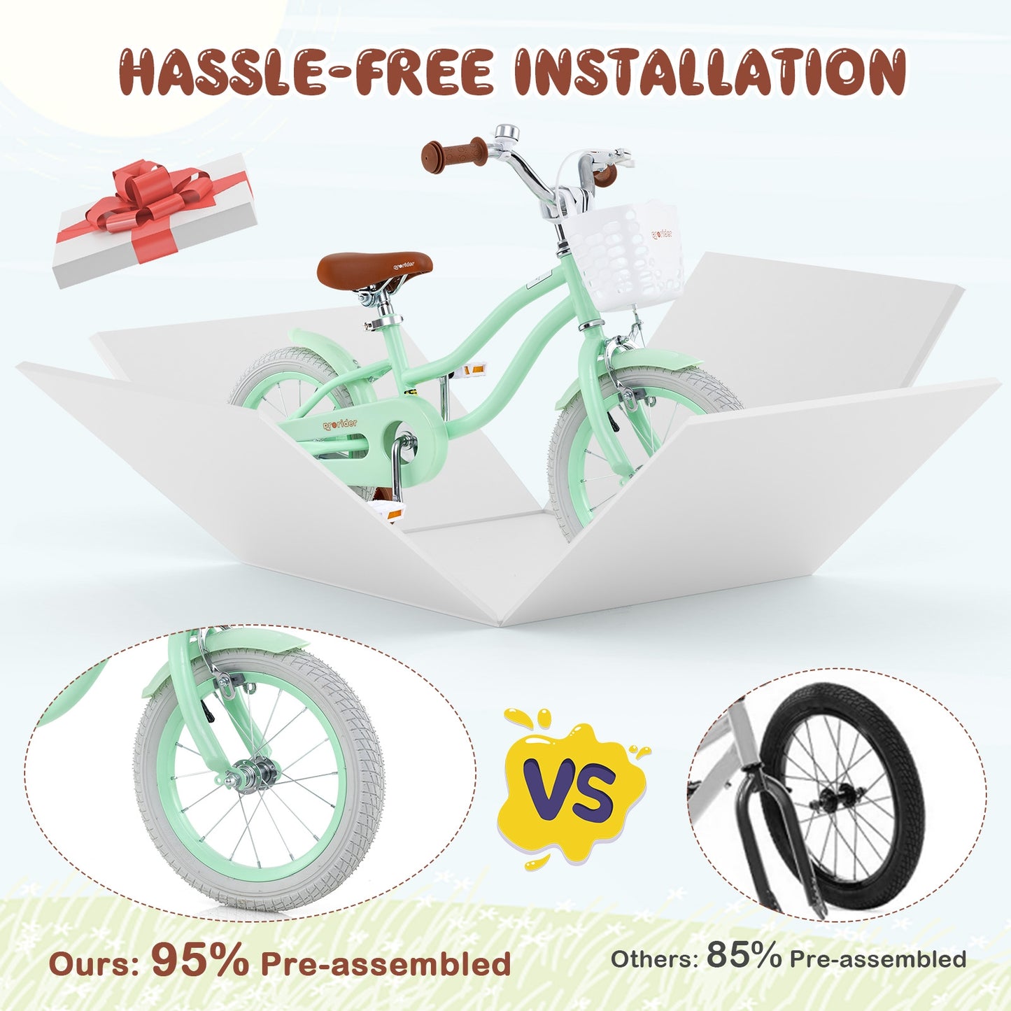 14 Inch Kids Bike with Adjustable Seat and Bell for Kids 3-8 Years Olds-14 inches Kids Crystal