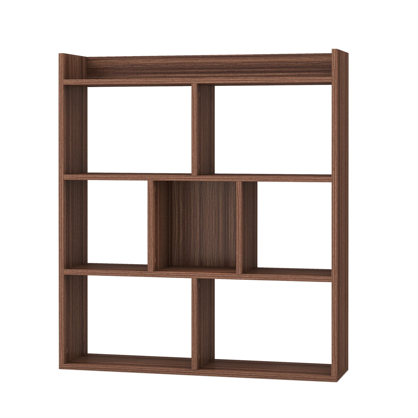 7 Cubes Open-back Bookshelf with Anti-Toppling Devices-Walnut Kids Crystal