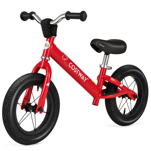 12 Inch Toddler Balance Bike with Height Adjustable Handlebar and Seat-Red Kids Crystal