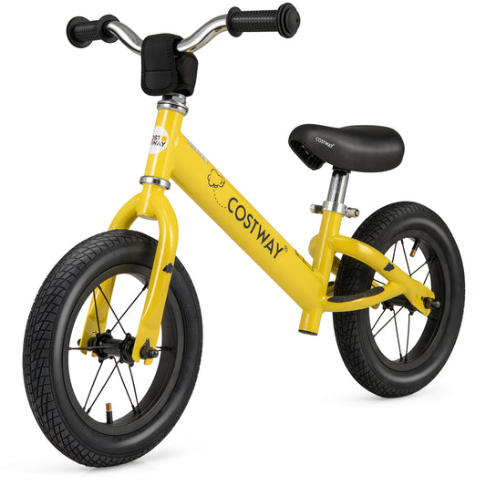 12 Inch Toddler Balance Bike with Height Adjustable Handlebar and Seat-Yellow Kids Crystal