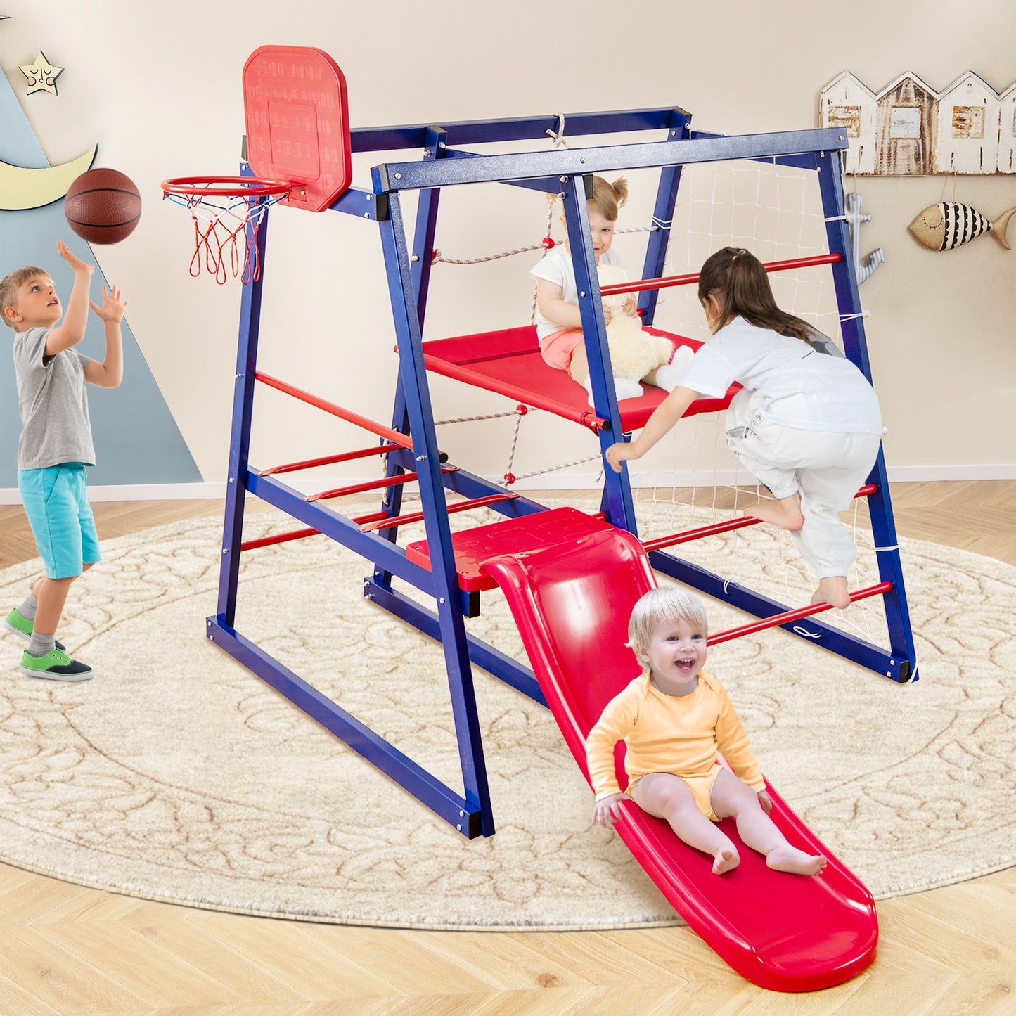 7-In-1 Metal Toddler Climbing Toys for 3-7 Years Old Kids Crystal