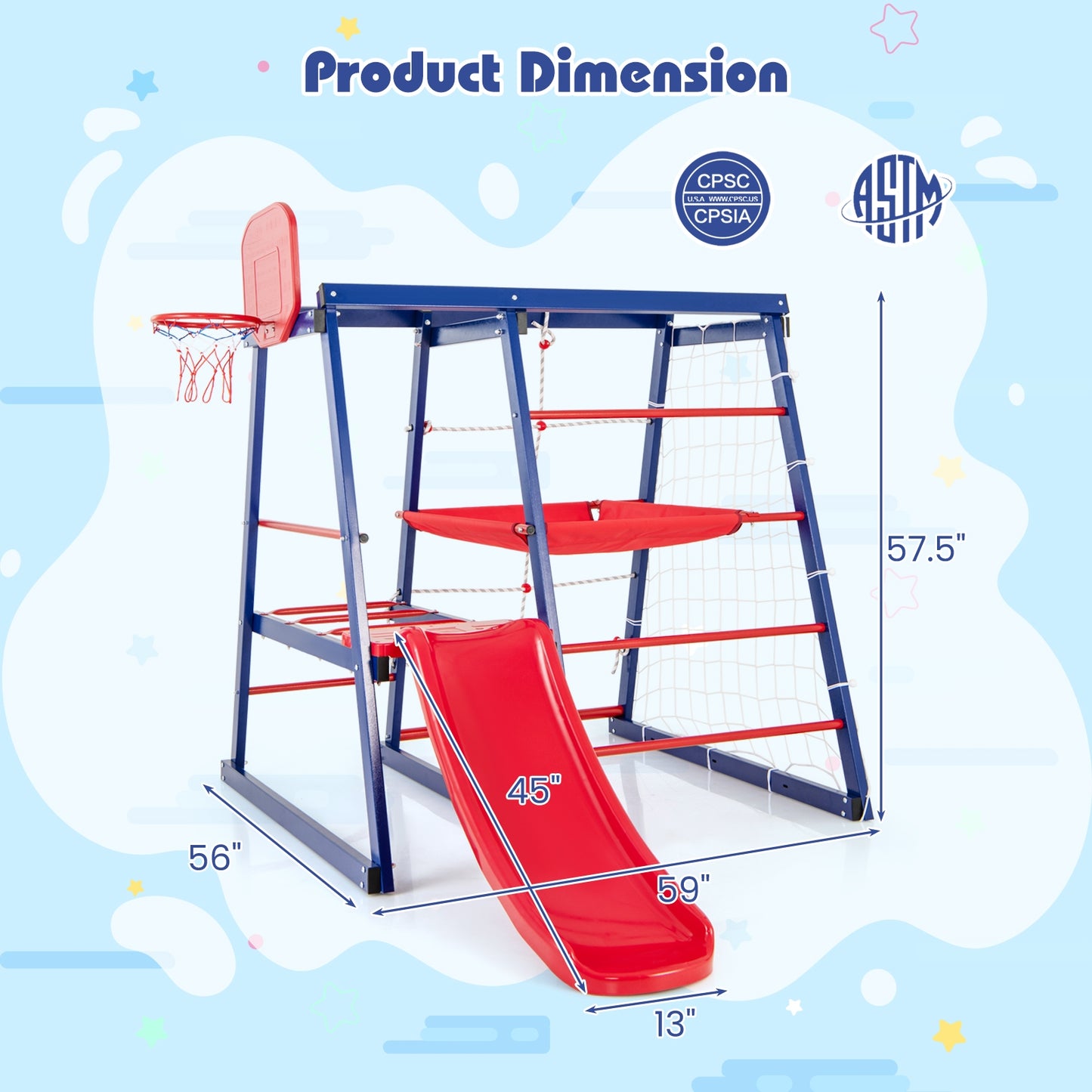 7-In-1 Metal Toddler Climbing Toys for 3-7 Years Old Kids Crystal