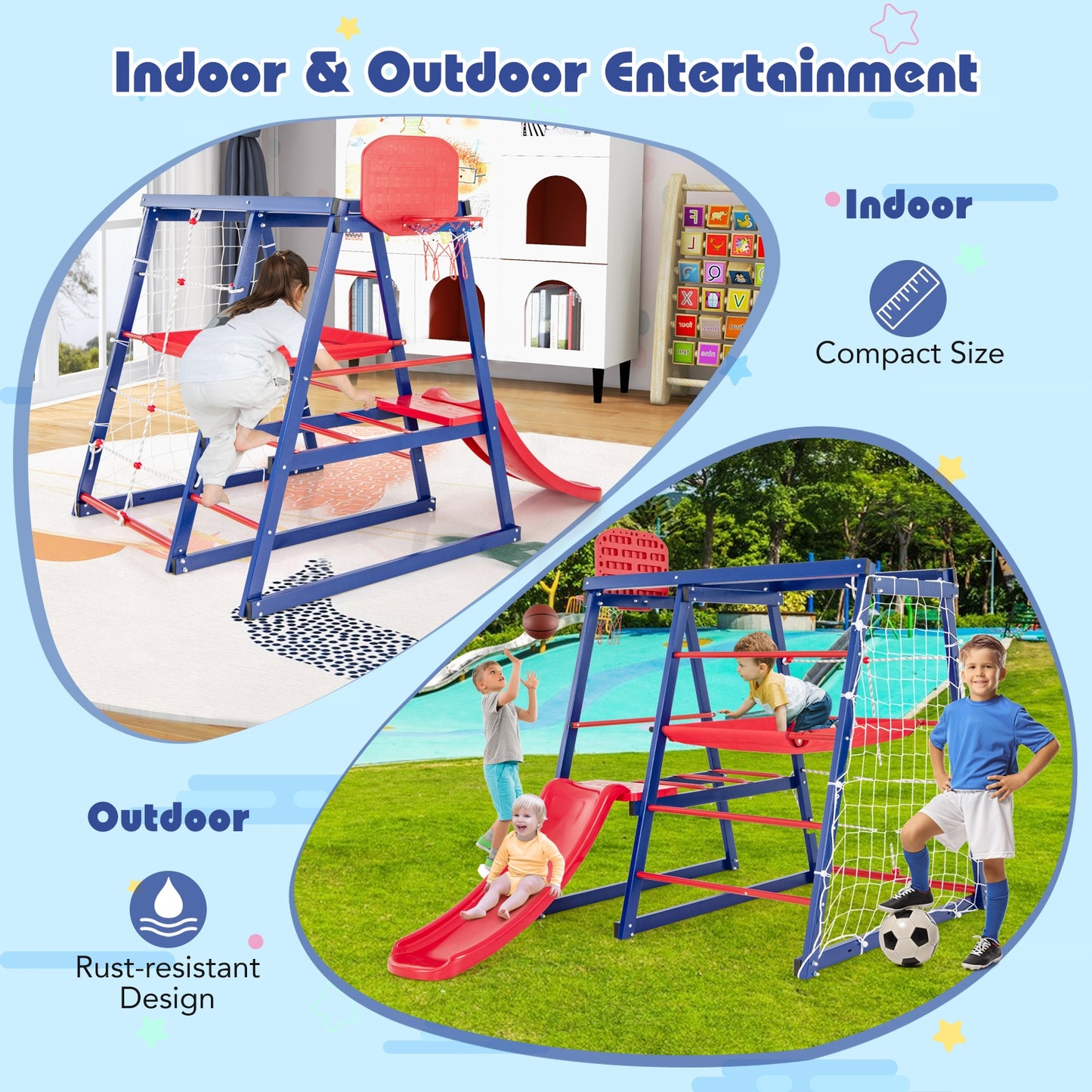 7-In-1 Metal Toddler Climbing Toys for 3-7 Years Old Kids Crystal