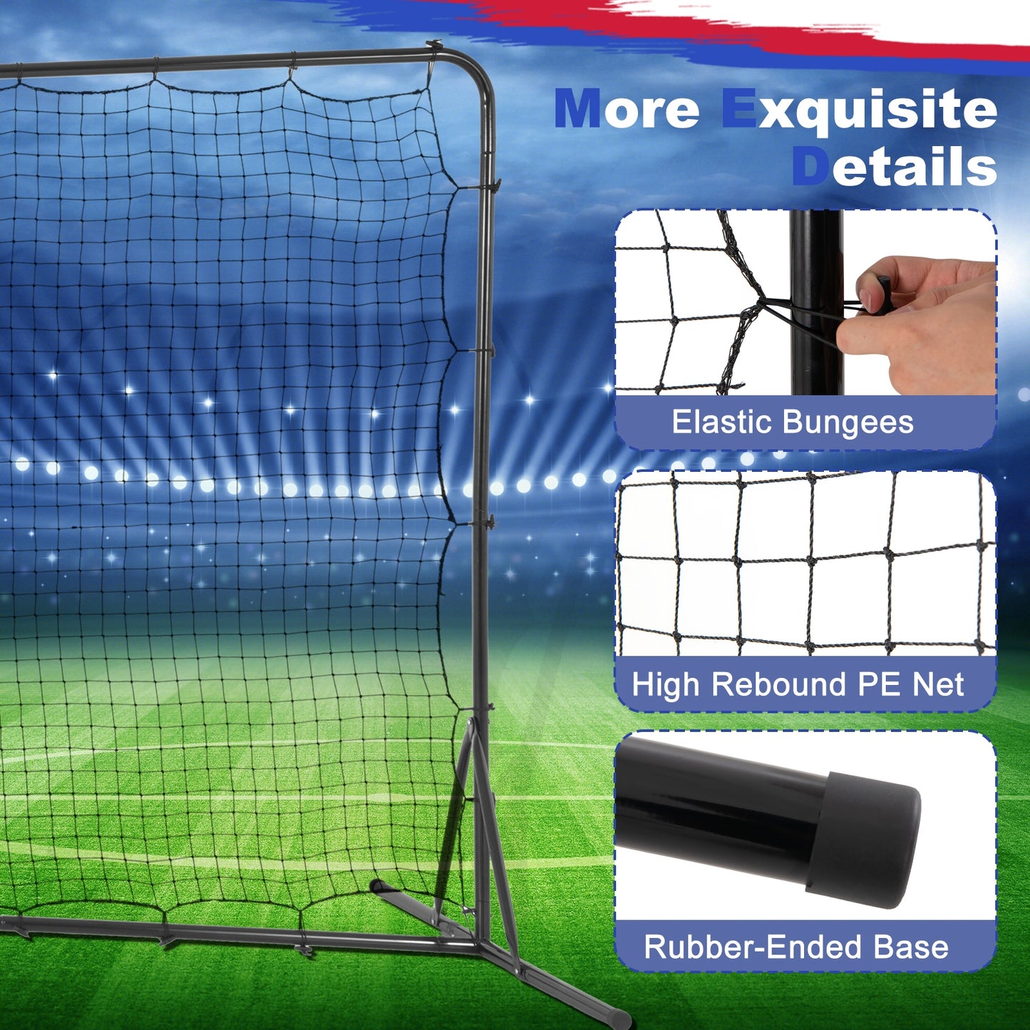 12 x 6 Feet Soccer Rebounder Net with All Weather Net-Black Kids Crystal