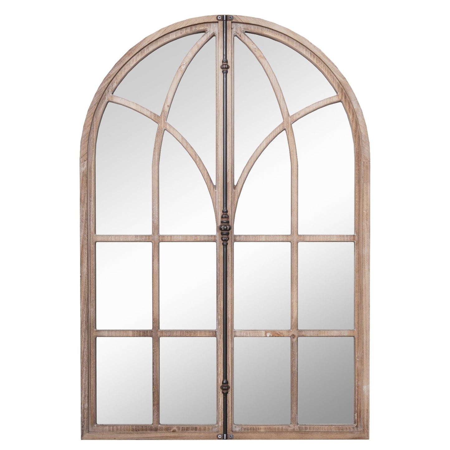 Arched Window Pane Mirror Wall Mounted for Living Room and Entryway-Natural Kids Crystal