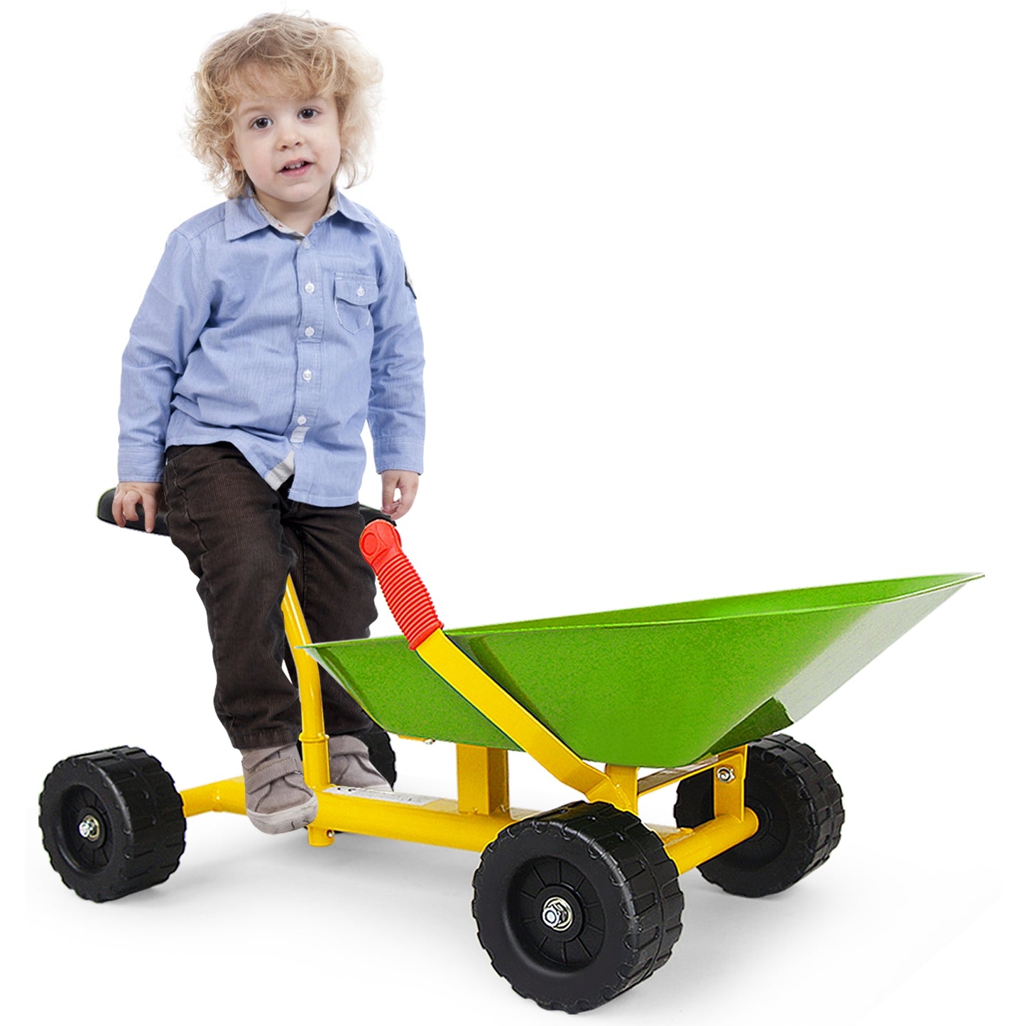 8 Inch Heavy Duty Kids Ride-on Sand Dumper with 4 Wheels-Lime Green Kids Crystal