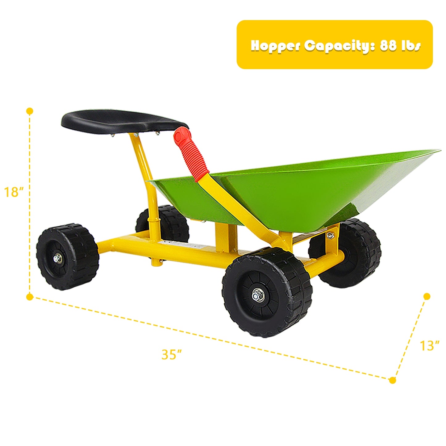 8 Inch Heavy Duty Kids Ride-on Sand Dumper with 4 Wheels-Lime Green Kids Crystal
