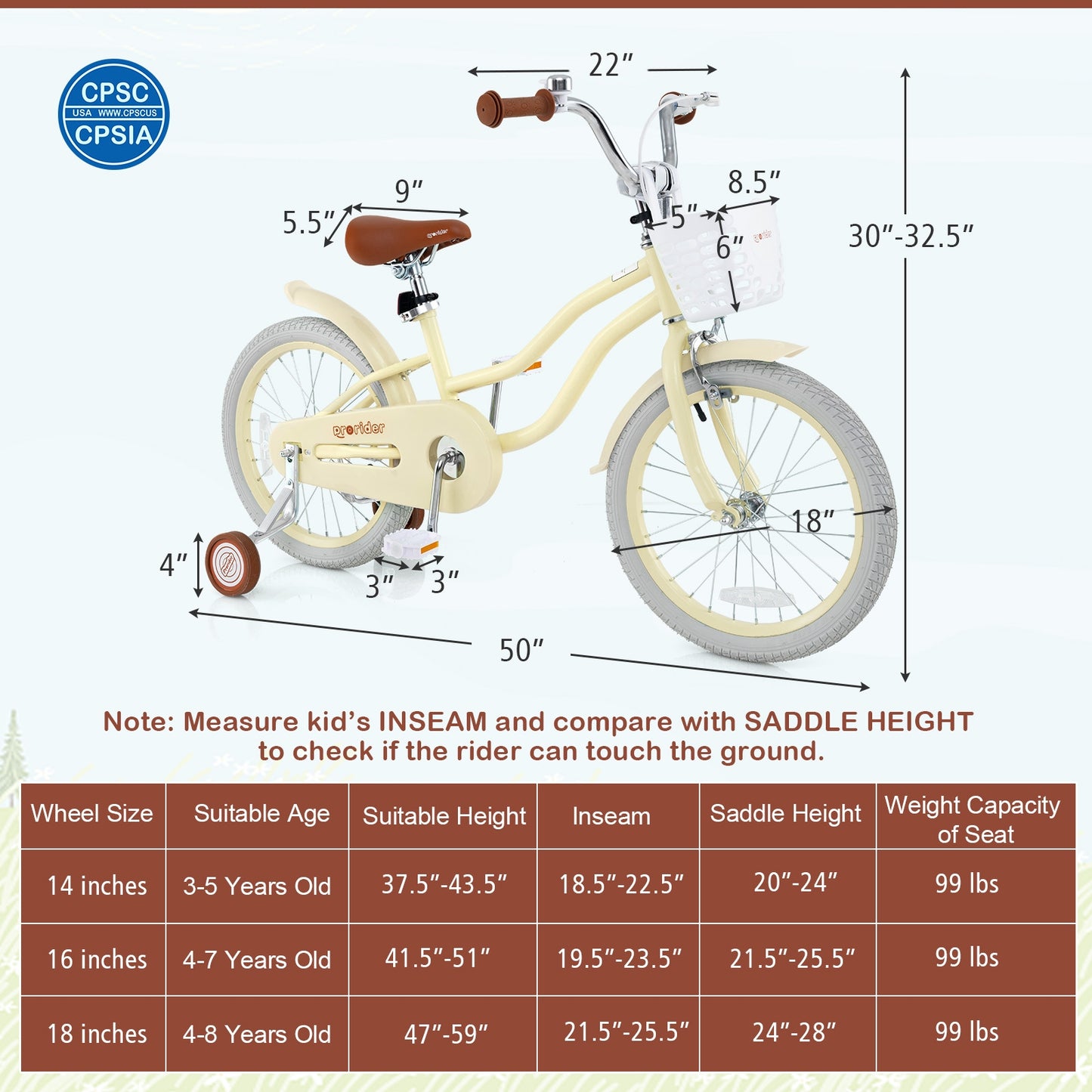 14/16/18 Inch Kids Bike Adjustable with Training Wheels Ages 3-8 Years Olds-18 inches Kids Crystal